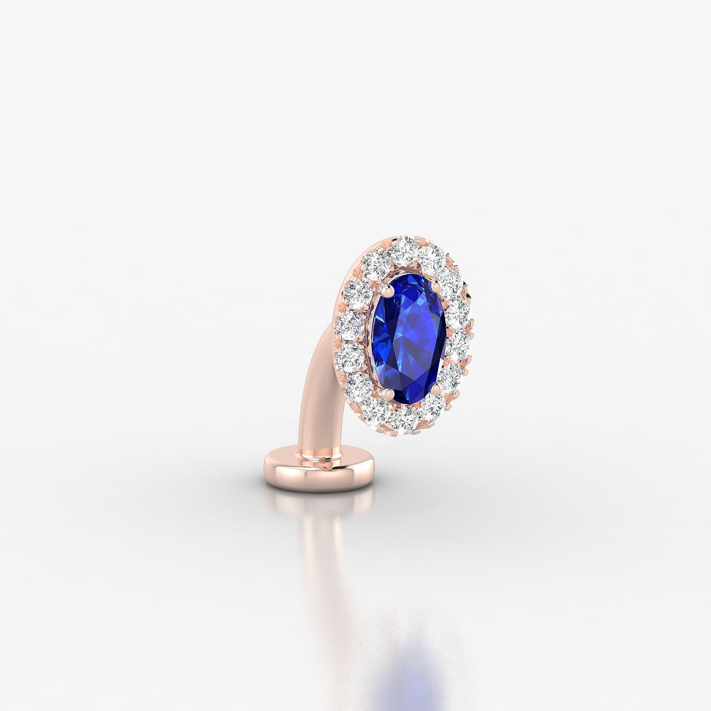Eirene | 18k Rose Gold 8 mm 7.5 mm Halo Oval Sapphire & Diamond Floating Navel Piercing