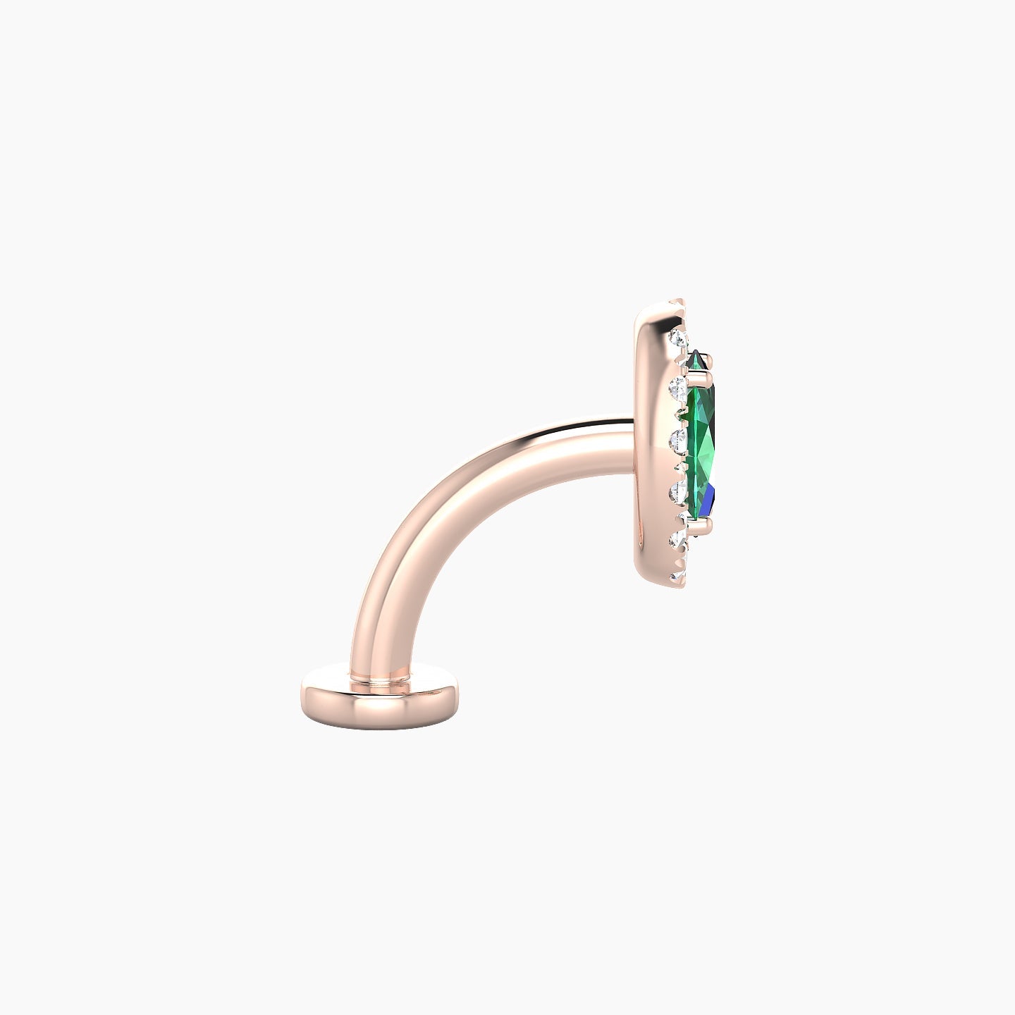 Eirene | 18k Rose Gold 8 mm 7.5 mm Halo Oval Emerald & Diamond Floating Navel Piercing