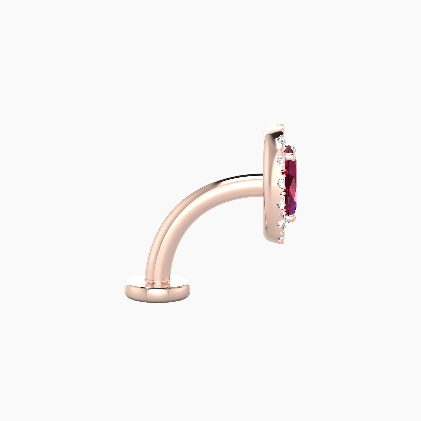 Eirene | 18k Rose Gold 8 mm 7.5 mm Halo Oval Ruby & Diamond Floating Navel Piercing