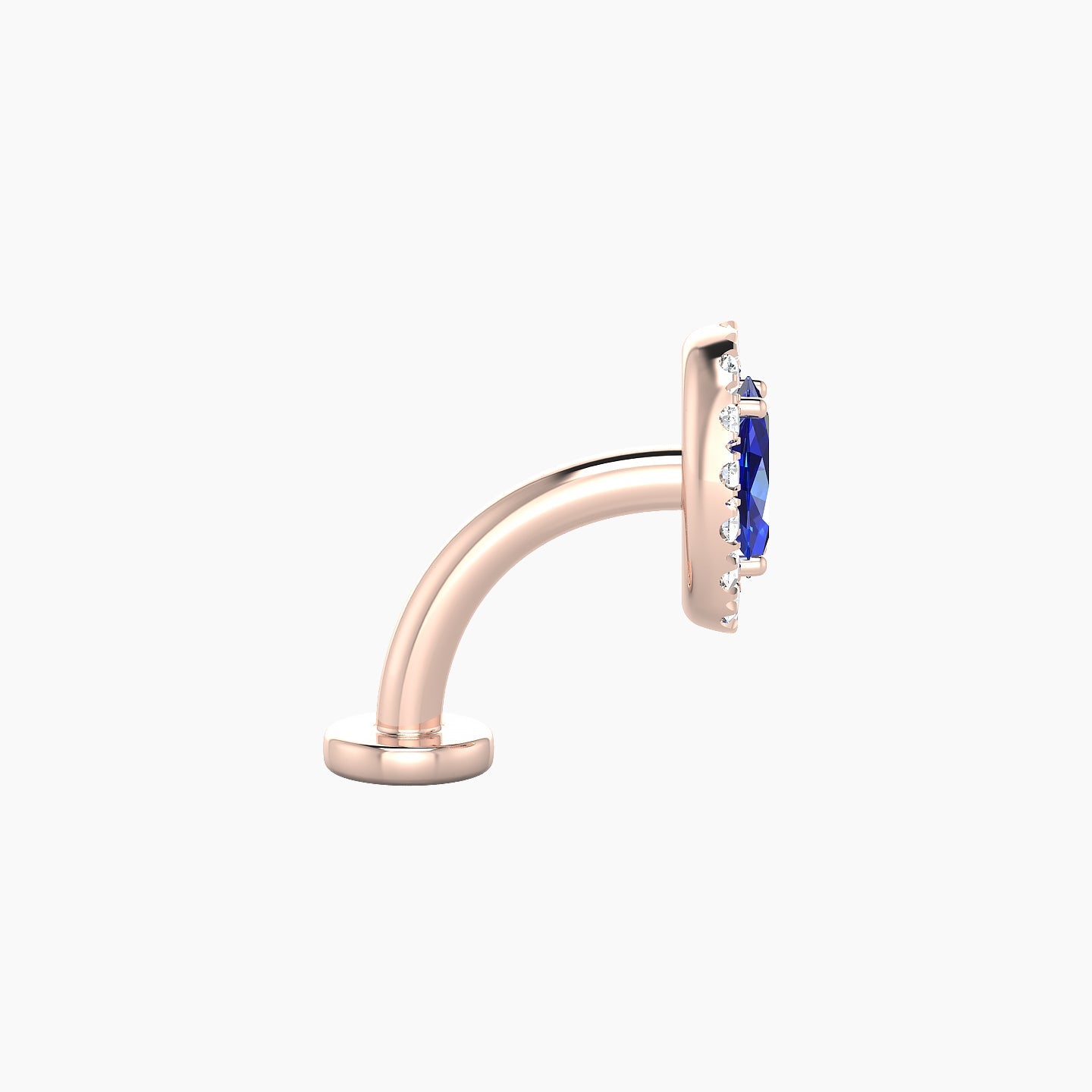 Eirene | 18k Rose Gold 8 mm 7.5 mm Halo Oval Sapphire & Diamond Floating Navel Piercing