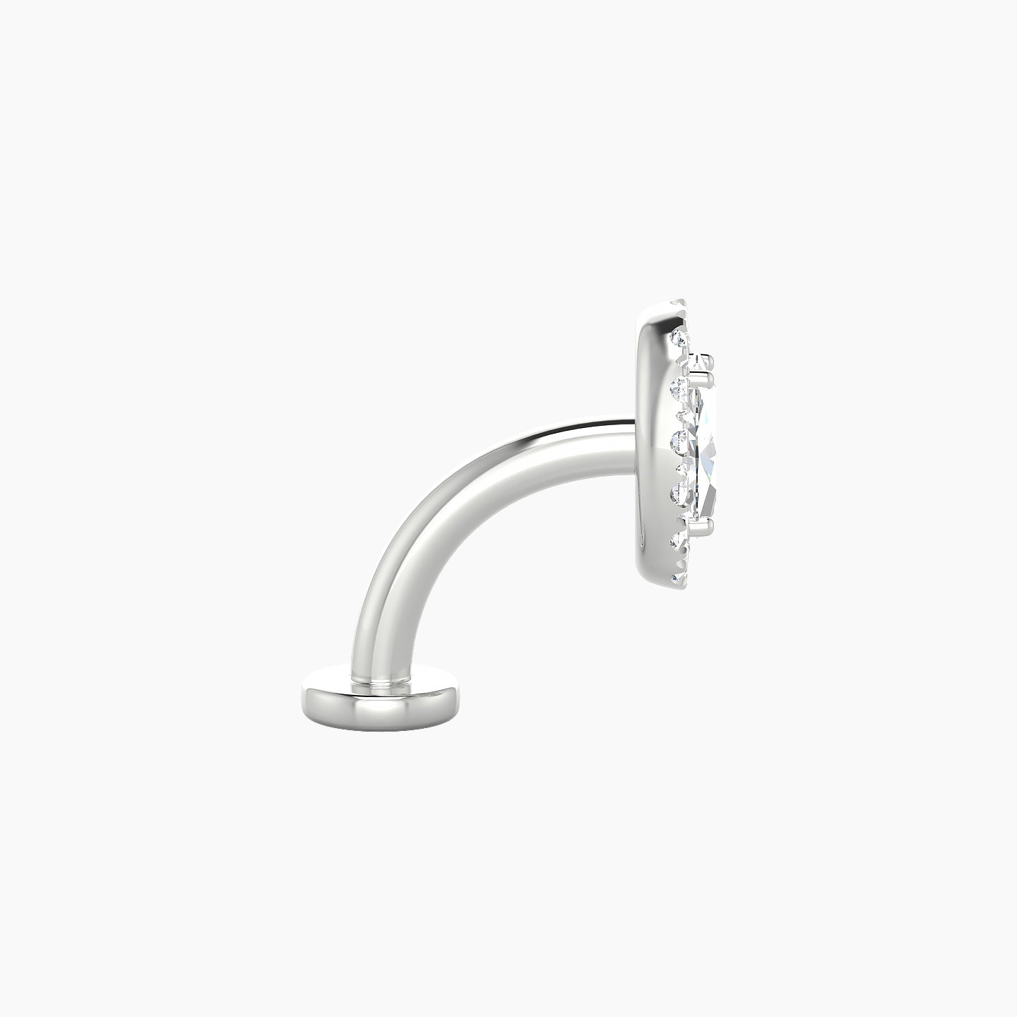 Eirene | 18k White Gold 7.5 mm 8 mm Halo Oval Diamond Floating Navel Piercing