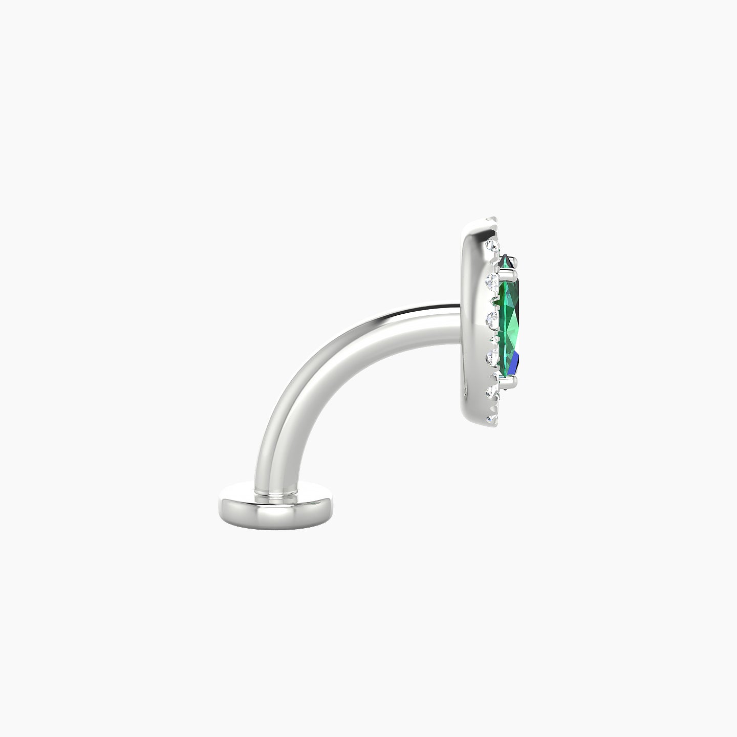 Eirene | 18k White Gold 8 mm 7.5 mm Halo Oval Emerald & Diamond Floating Navel Piercing