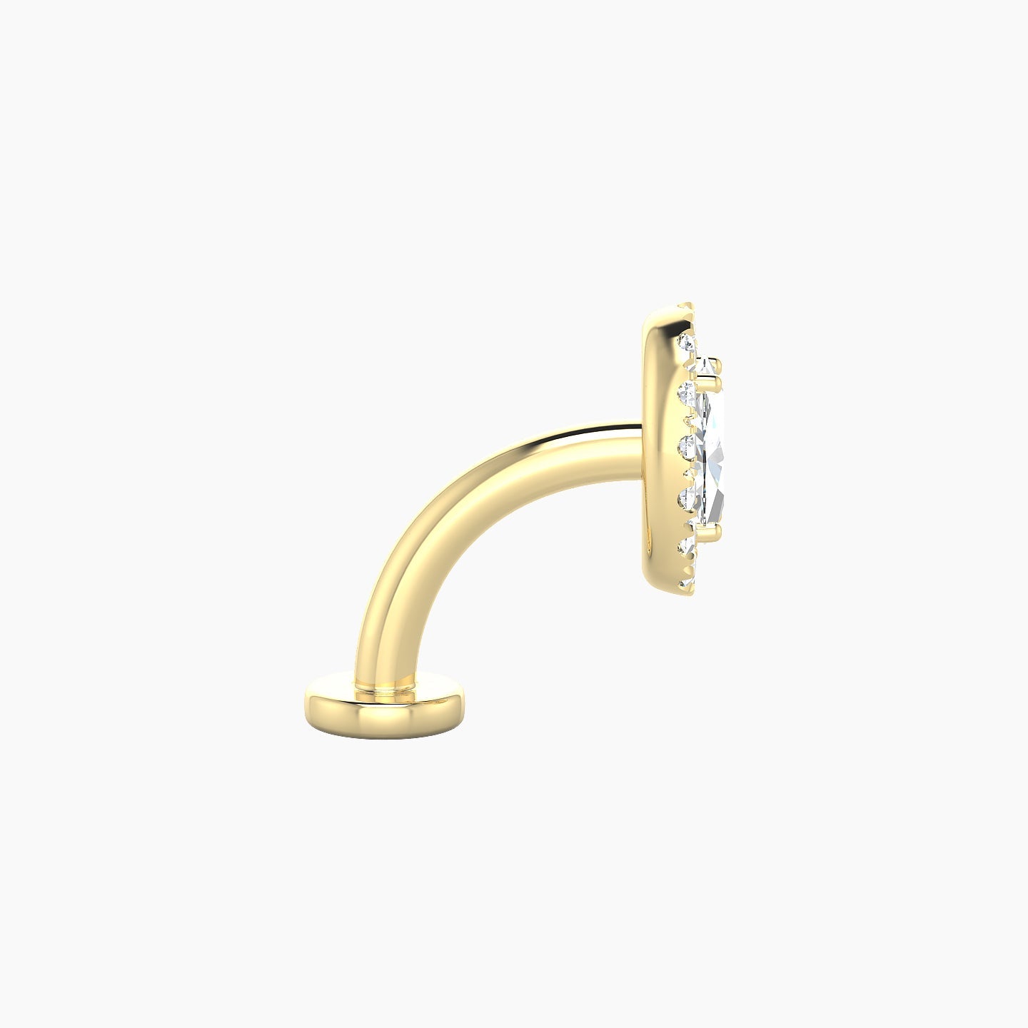 Eirene | 18k Yellow Gold 7.5 mm 8 mm Halo Oval Diamond Floating Navel Piercing