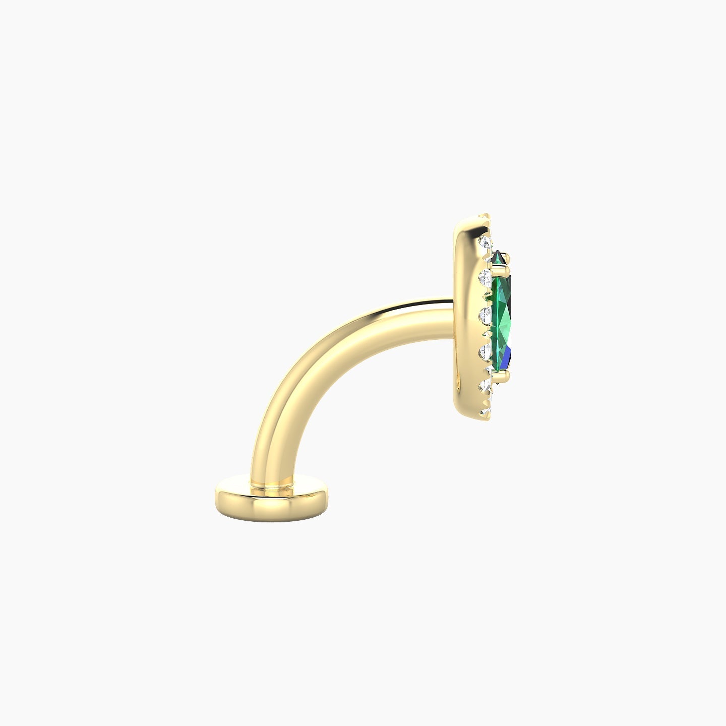 Eirene | 18k Yellow Gold 8 mm 7.5 mm Halo Oval Emerald & Diamond Floating Navel Piercing