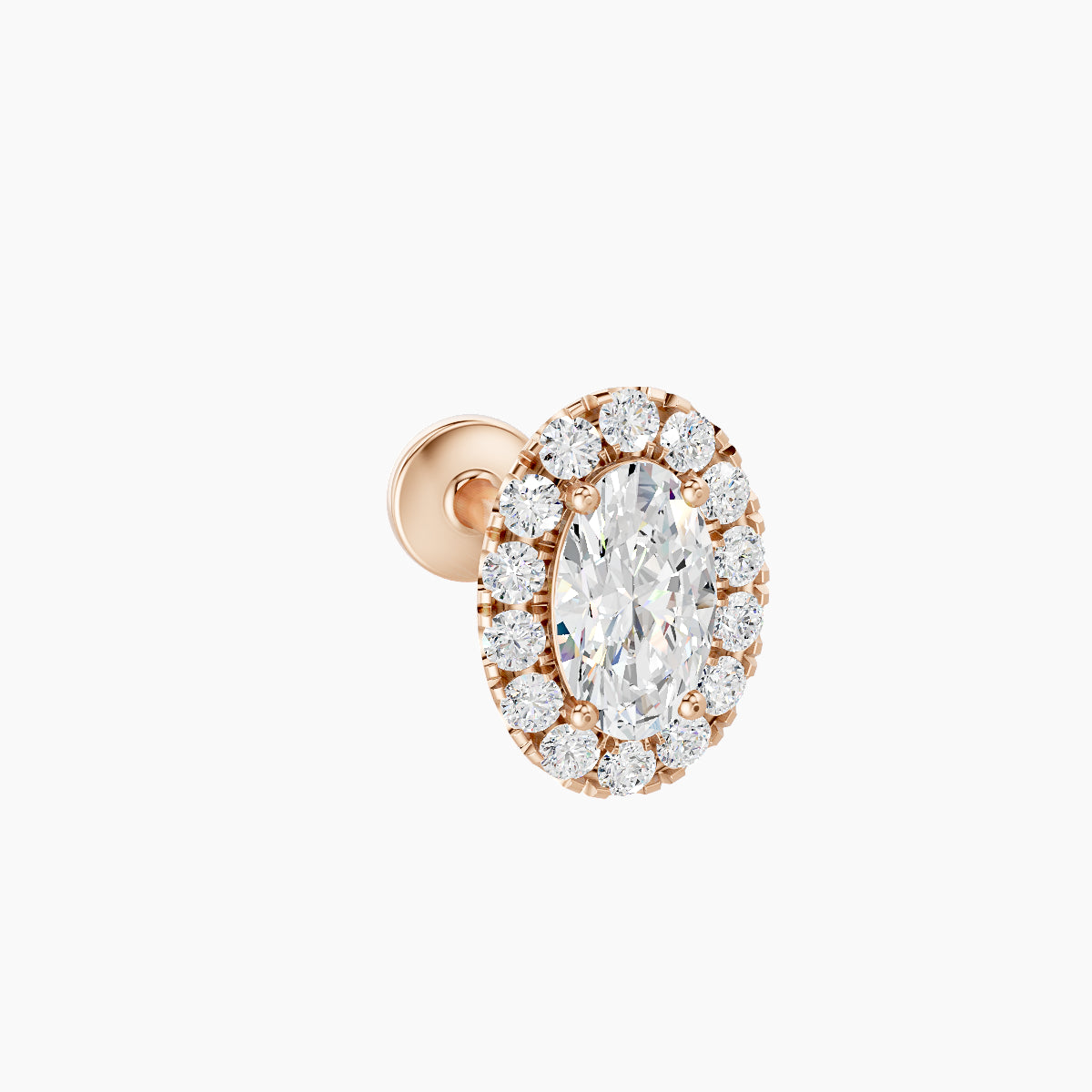 Eirene | 18k Rose Gold 7.5 mm 8 mm Halo Oval Diamond Piercing