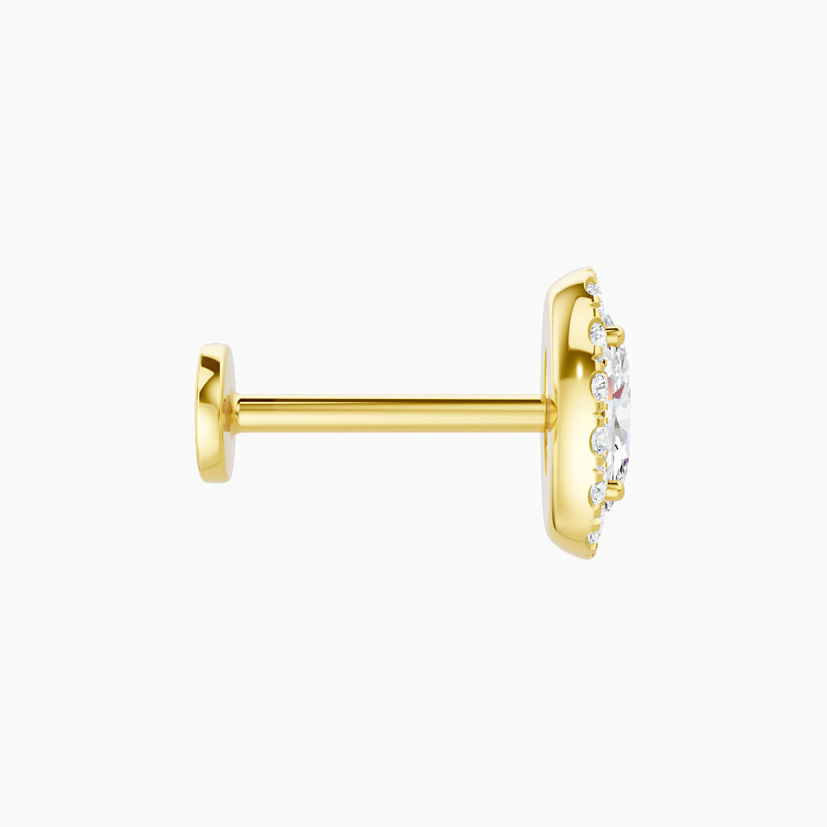 Eirene | 18k Yellow Gold 7.5 mm 8 mm Halo Oval Diamond Piercing