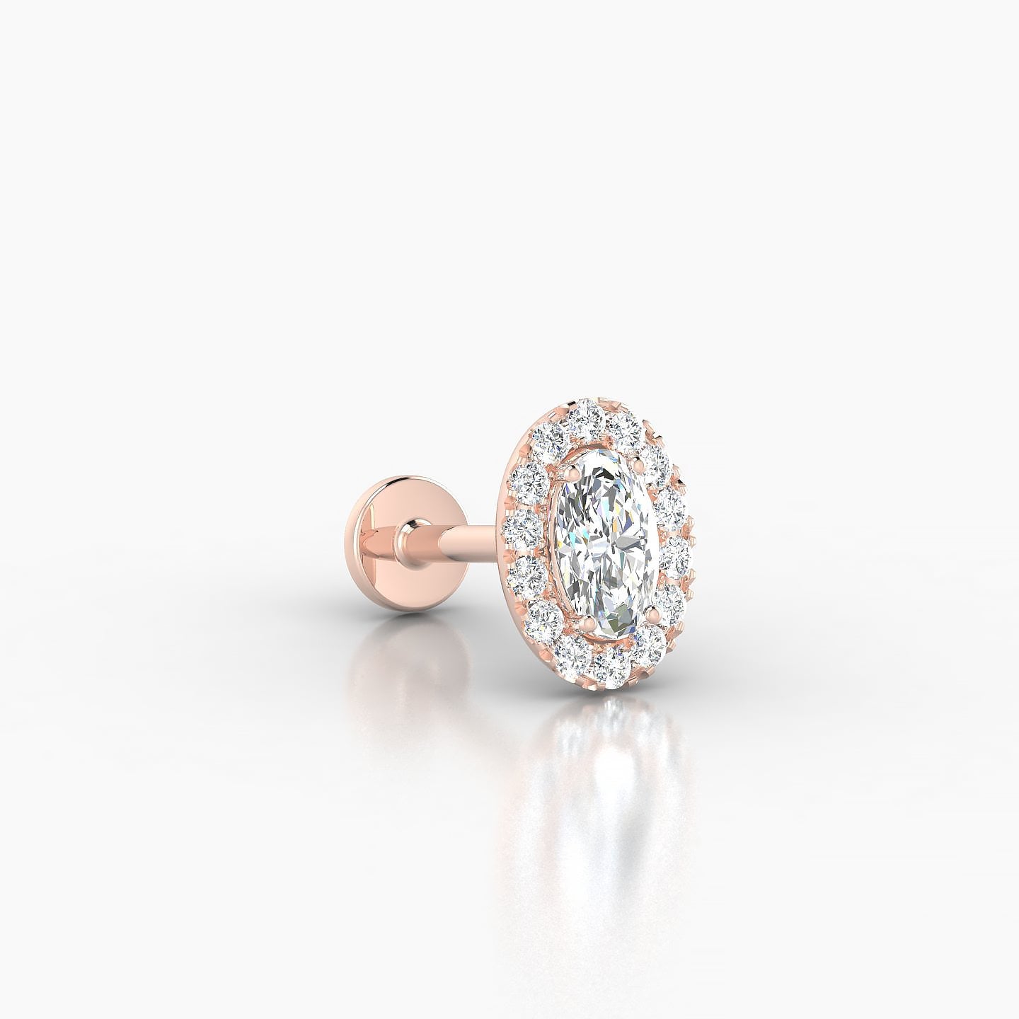 Eirene | 18k Rose Gold 7.5 mm 8 mm Halo Oval Diamond Piercing