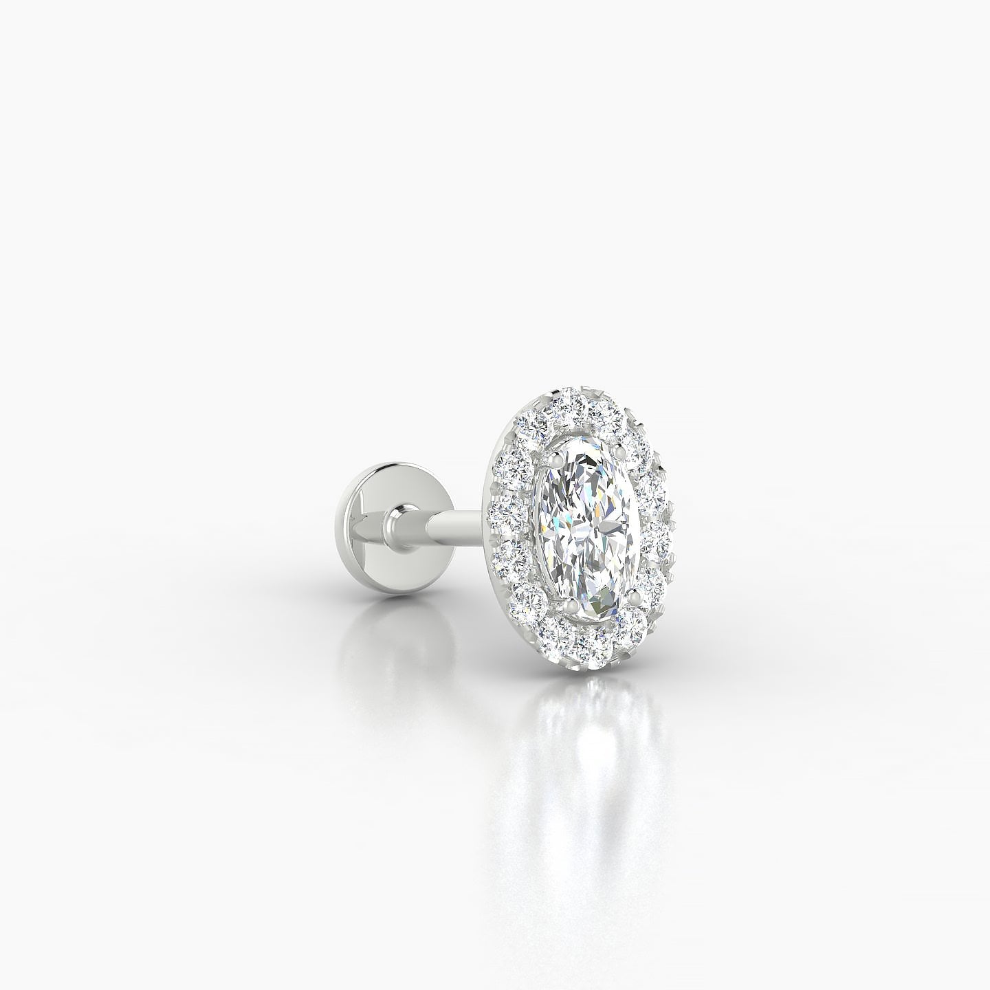 Eirene | 18k White Gold 7.5 mm 8 mm Halo Oval Diamond Piercing