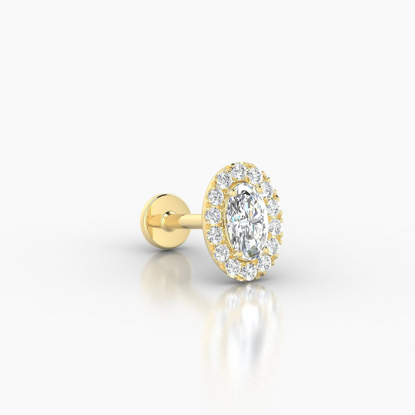 Eirene | 18k Yellow Gold 7.5 mm 8 mm Halo Oval Diamond Piercing