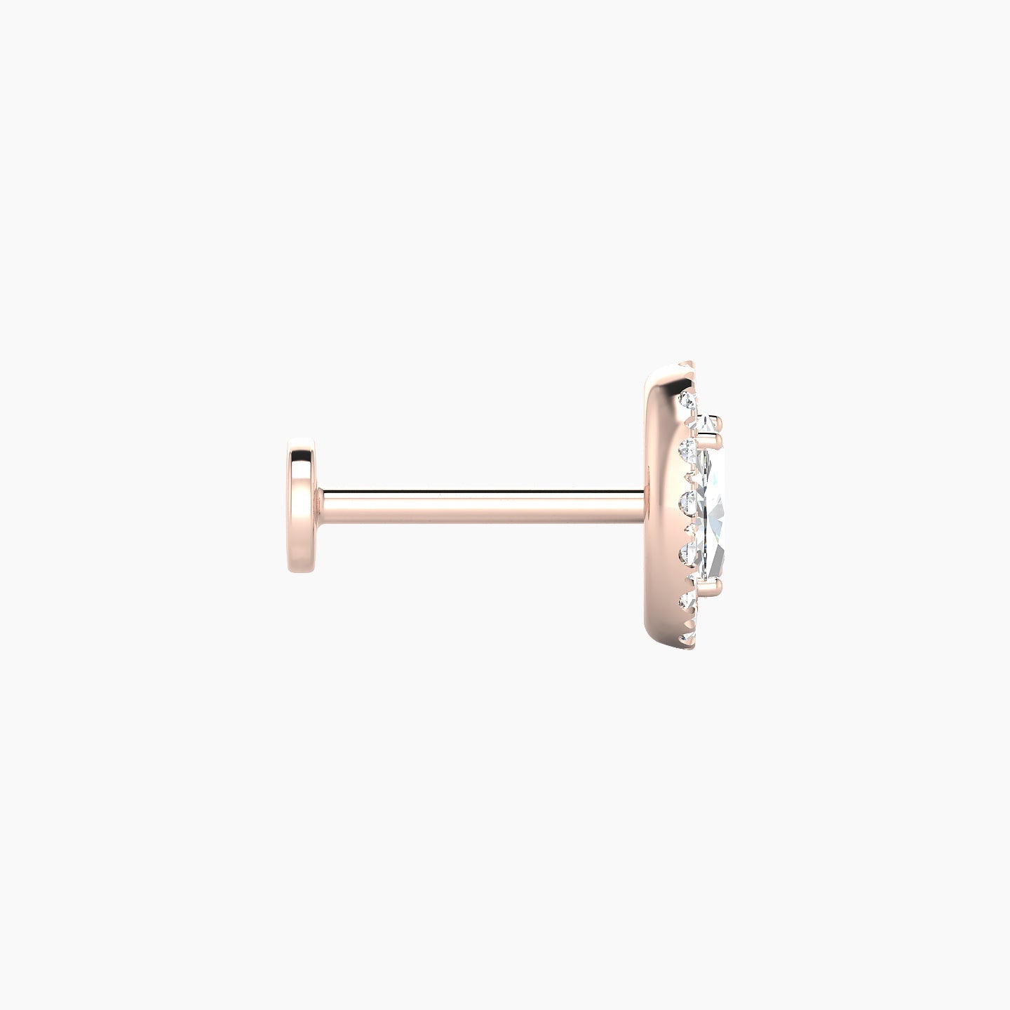 Eirene | 18k Rose Gold 7.5 mm 8 mm Halo Oval Diamond Piercing