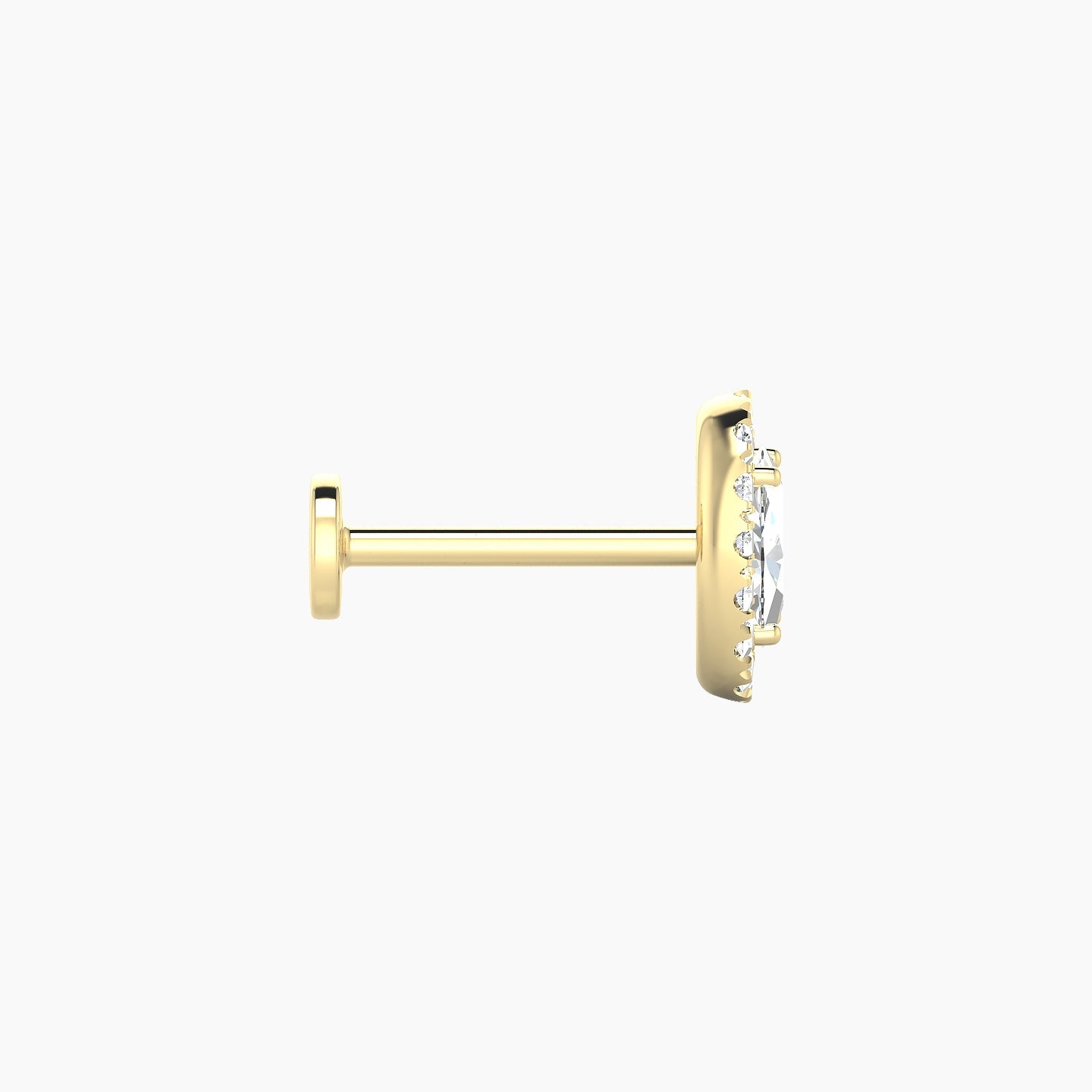 Eirene | 18k Yellow Gold 7.5 mm 8 mm Halo Oval Diamond Piercing