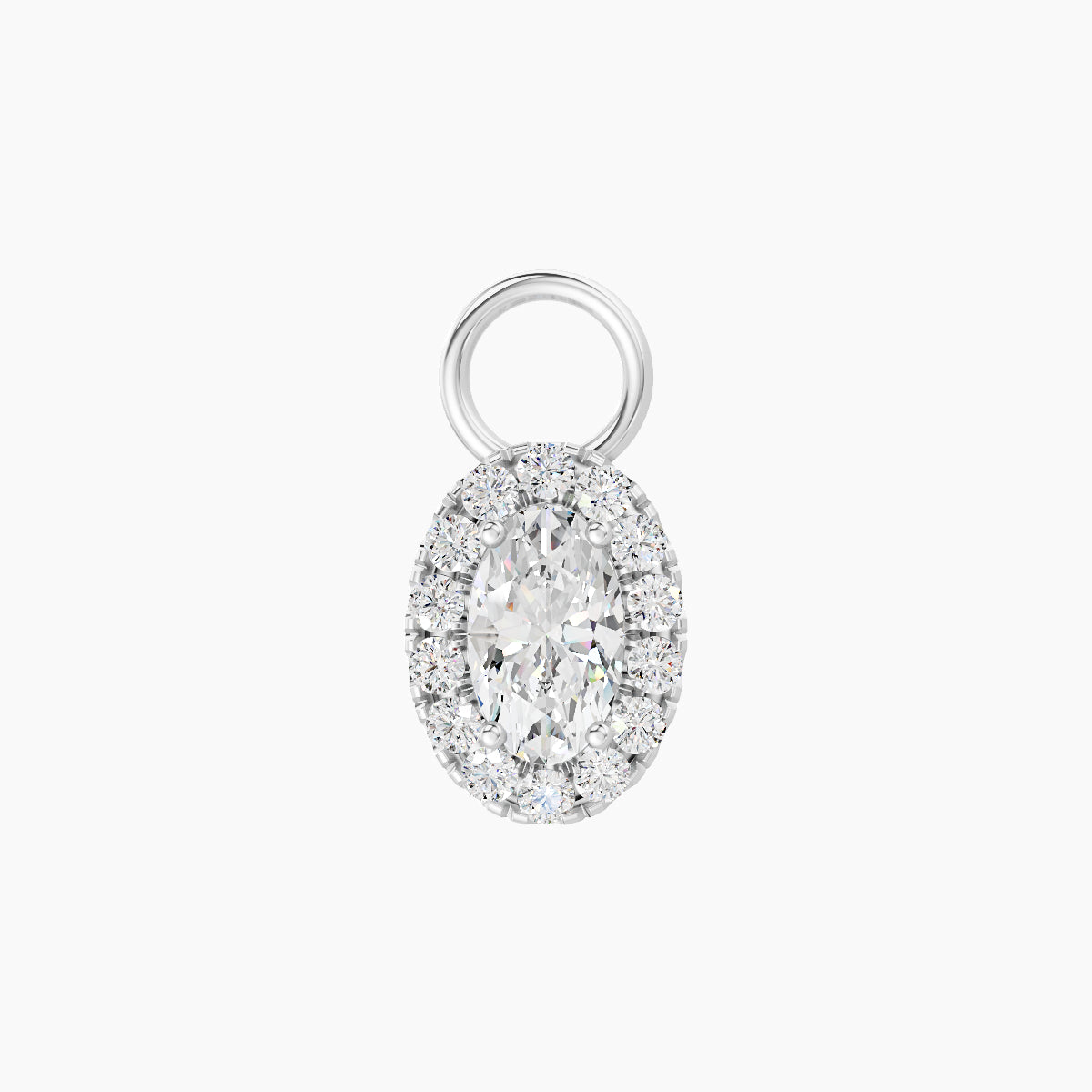 Eirene | 18k White Gold 7.5 mm Halo Oval Diamond Charm