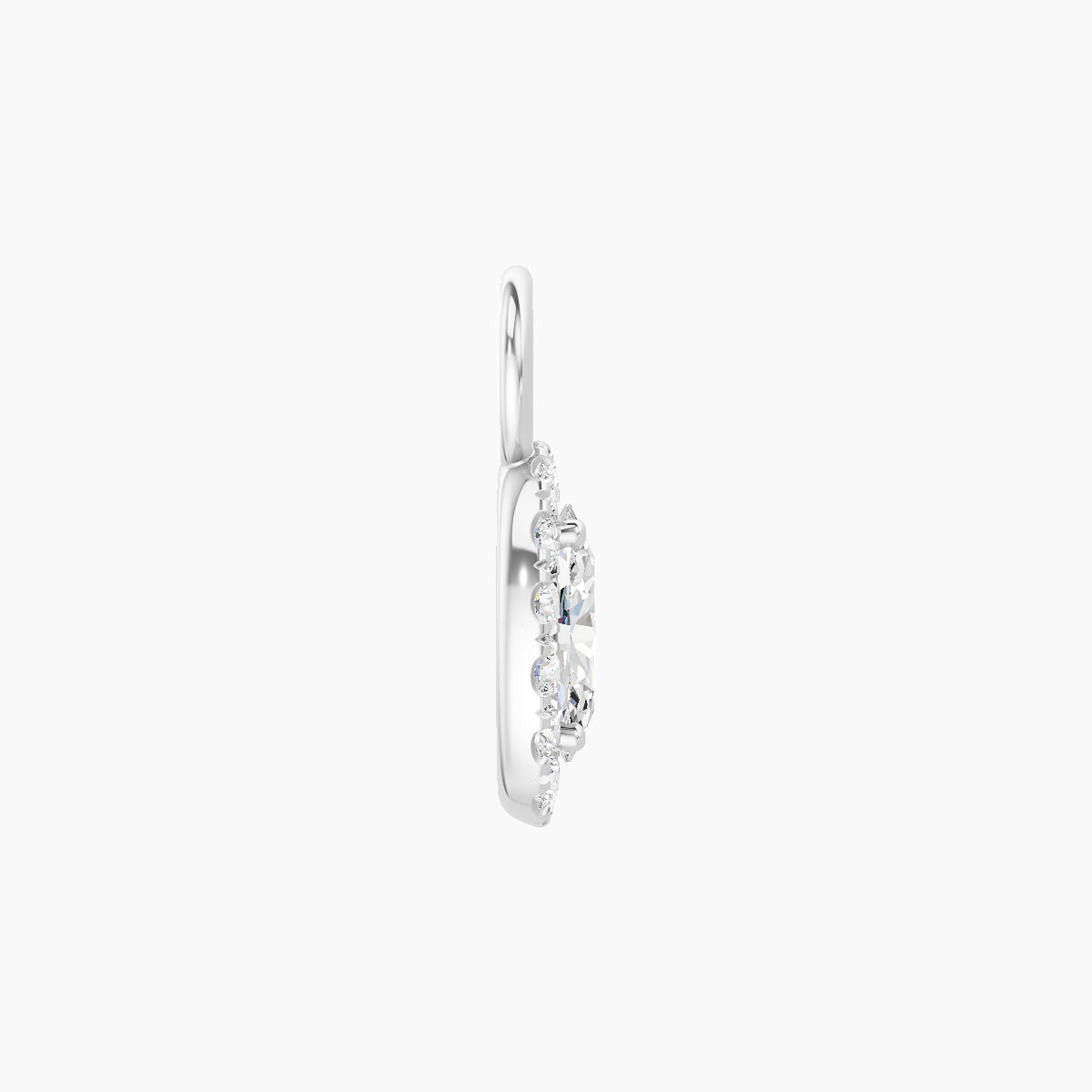 Eirene | 18k White Gold 7.5 mm Halo Oval Diamond Charm