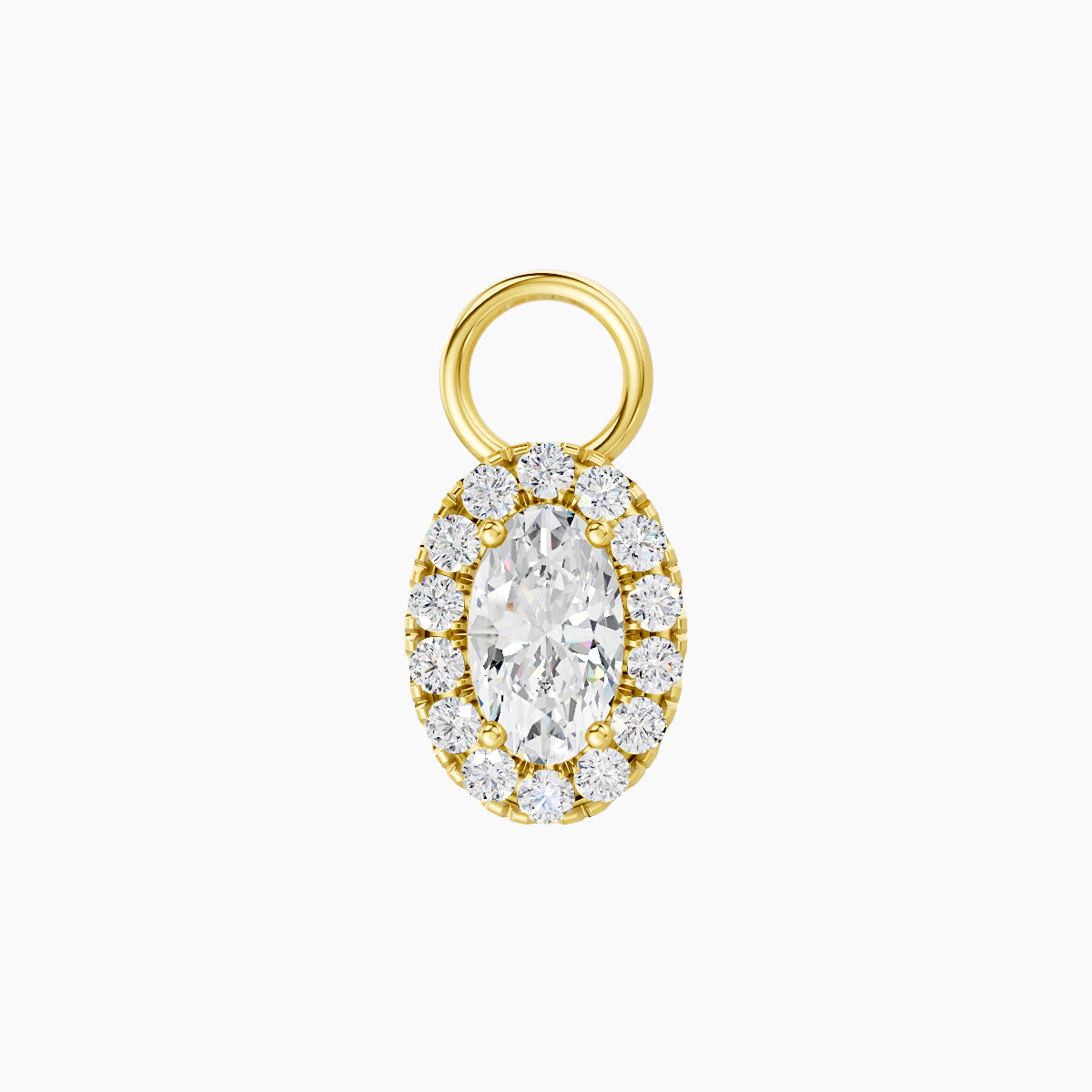 Eirene | 18k Yellow Gold 7.5 mm Halo Oval Diamond Charm