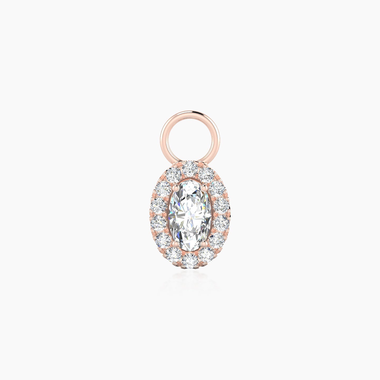 Eirene | 18k Rose Gold 8 mm Halo Oval Diamond Charm