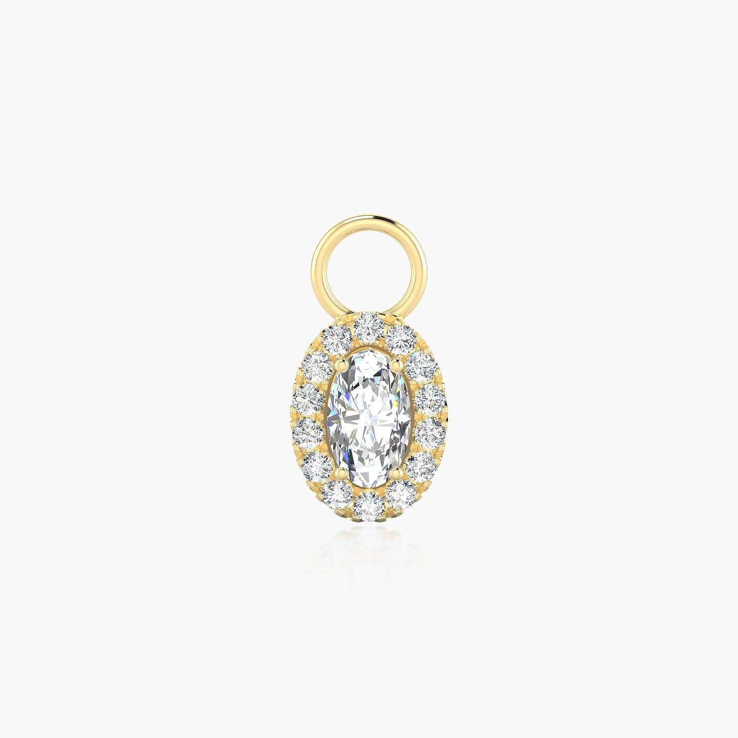 Eirene | 18k Yellow Gold 8 mm Halo Oval Diamond Charm