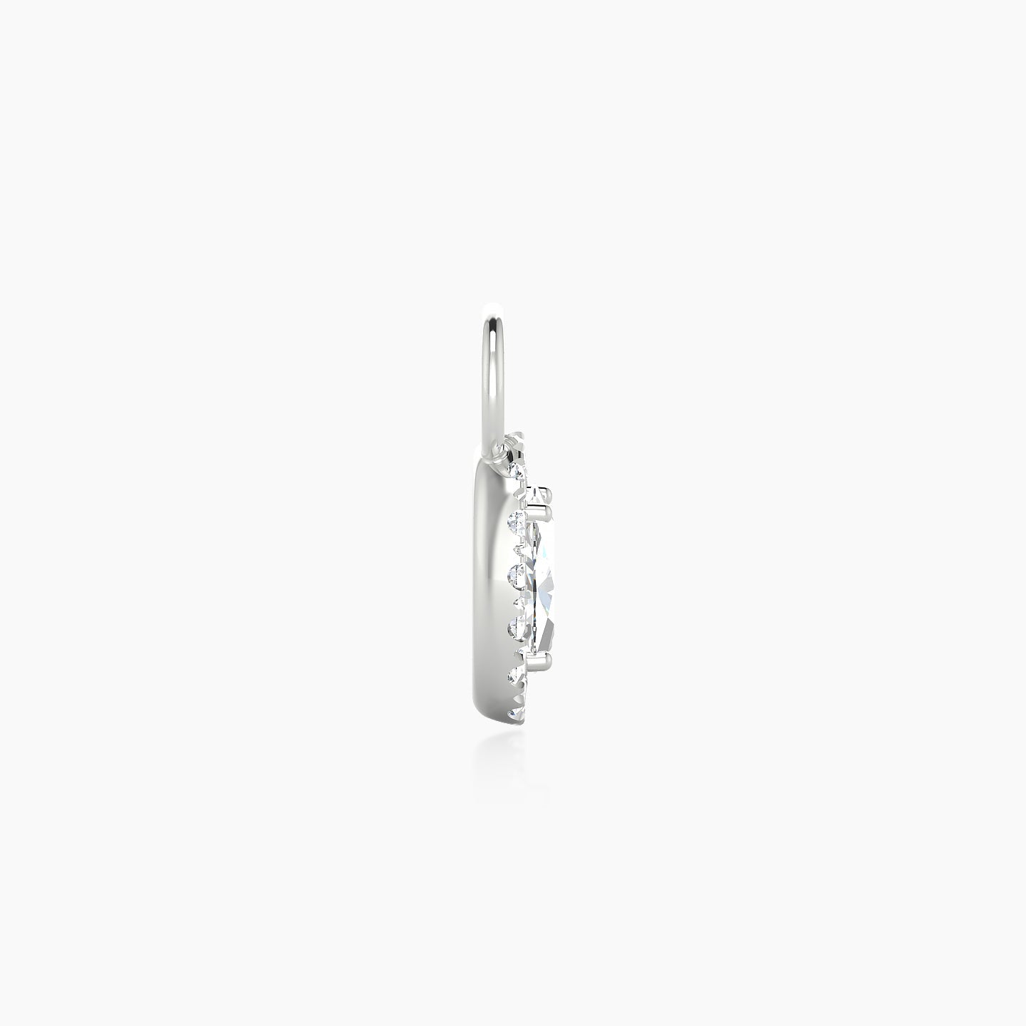 Eirene | 18k White Gold 8 mm Halo Oval Diamond Charm