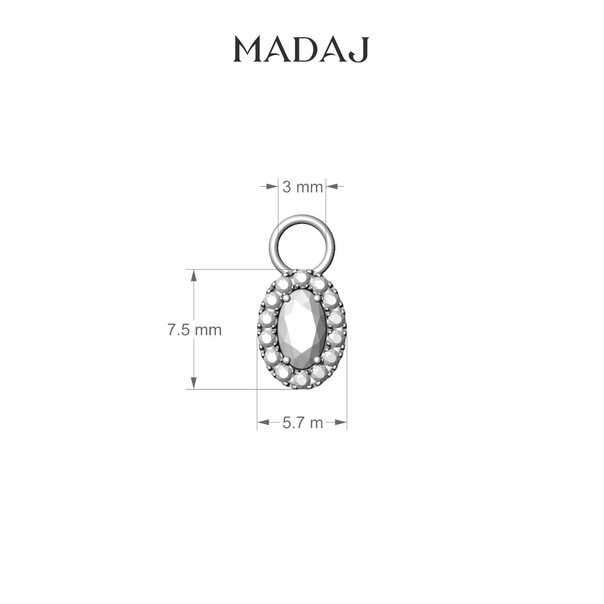 Eirene | 18k Rose Gold 7.5 mm Halo Oval Diamond Charm