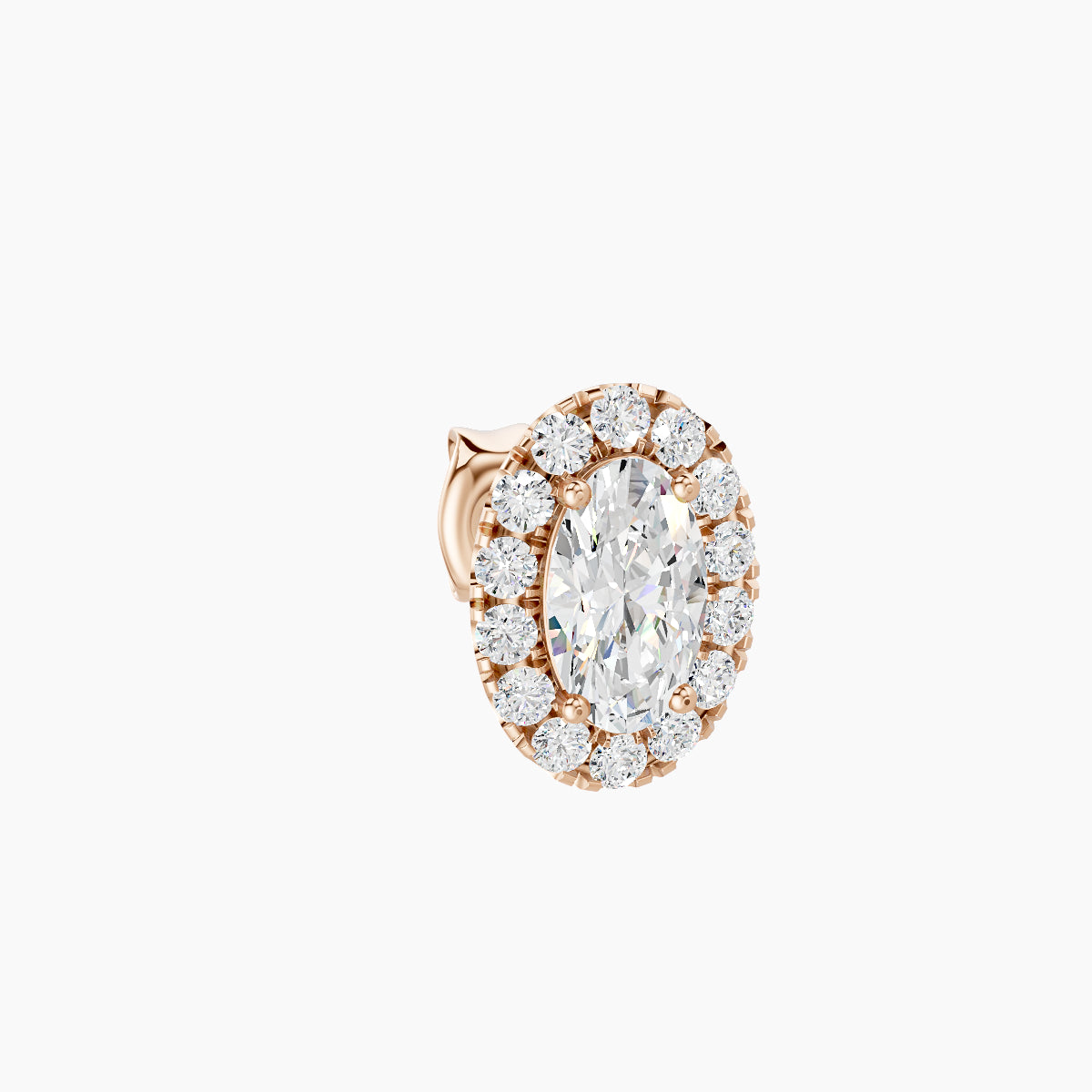 Eirene | 18k Rose Gold 7.5 mm Halo Oval Diamond Earring