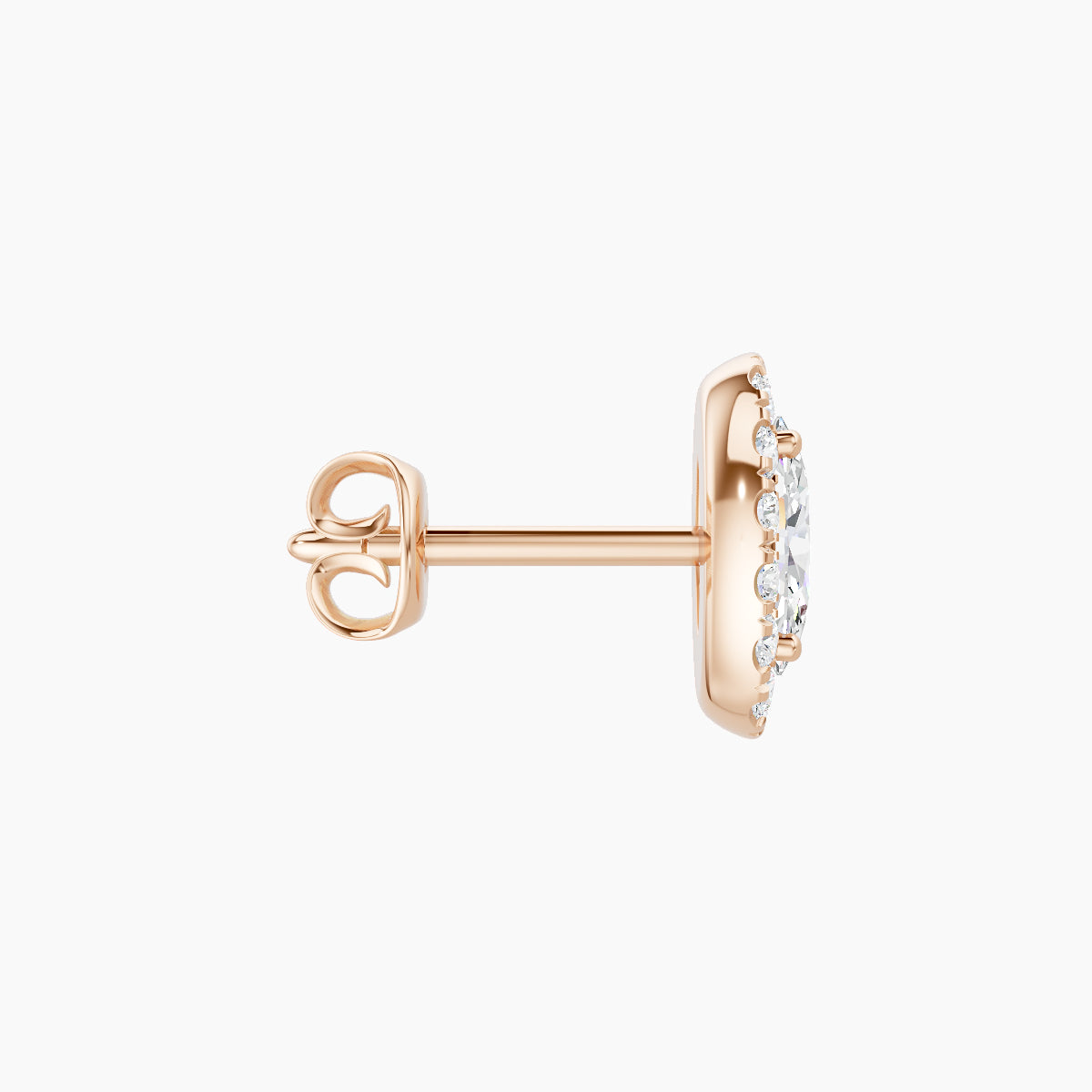 Eirene | 18k Rose Gold 7.5 mm Halo Oval Diamond Earring
