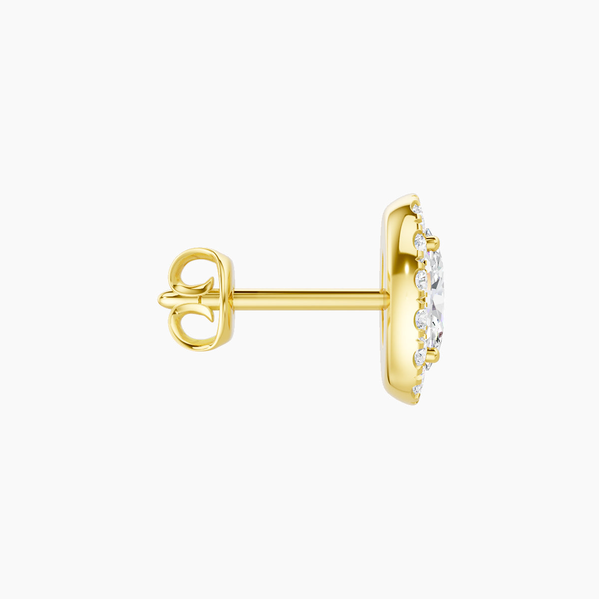 Eirene | 18k Yellow Gold 7.5 mm Halo Oval Diamond Earring