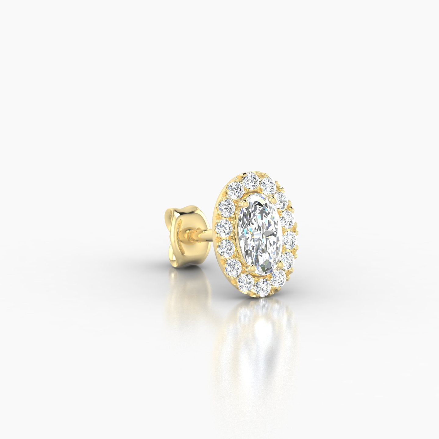 Eirene | 18k Yellow Gold 7.5 mm Halo Oval Diamond Earring