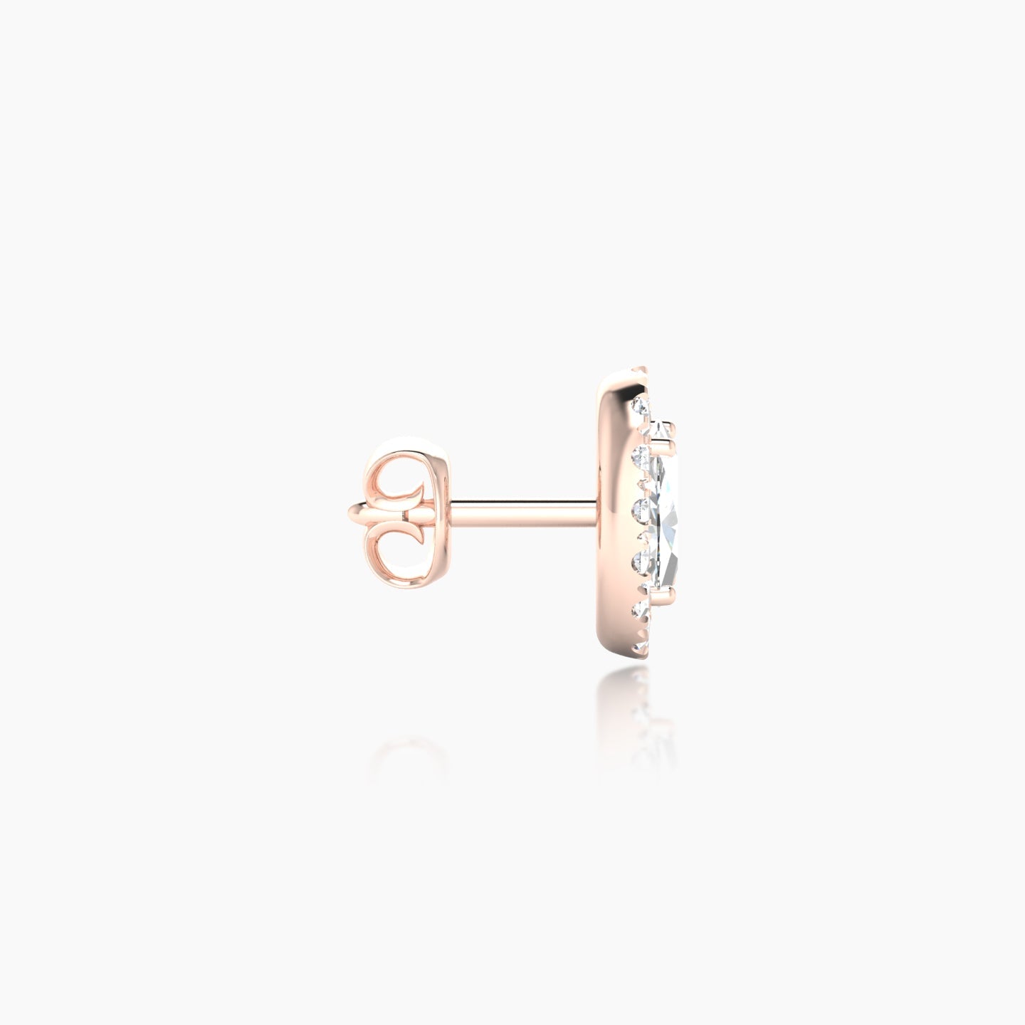 Eirene | 18k Rose Gold 7.5 mm Halo Oval Diamond Earring