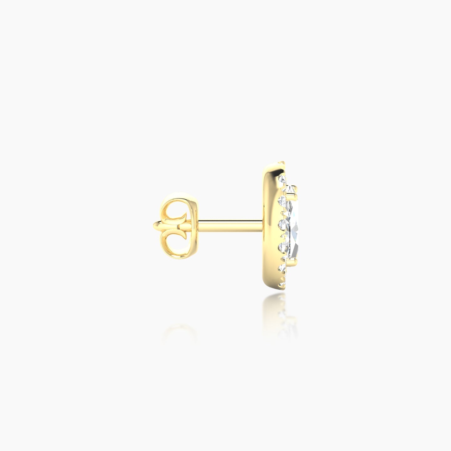 Eirene | 18k Yellow Gold 7.5 mm Halo Oval Diamond Earring