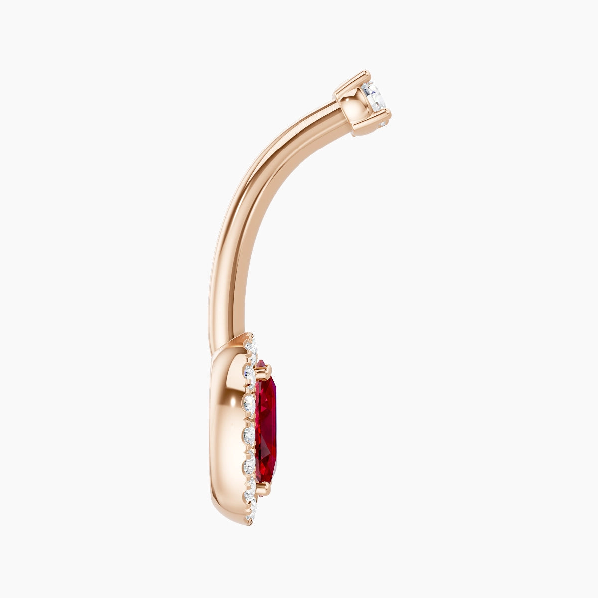 Eirene | 18k Rose Gold 8.5 mm 10 mm Halo Oval Ruby & Diamond Belly Piercing