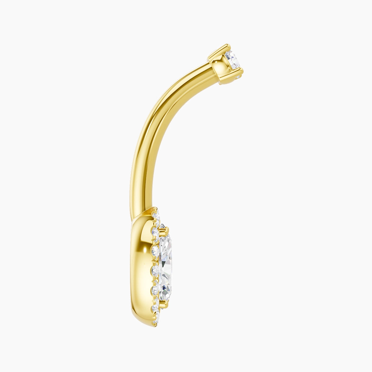 Eirene | 18k Yellow Gold 8.5 mm 10 mm Halo Oval Diamond Belly Piercing