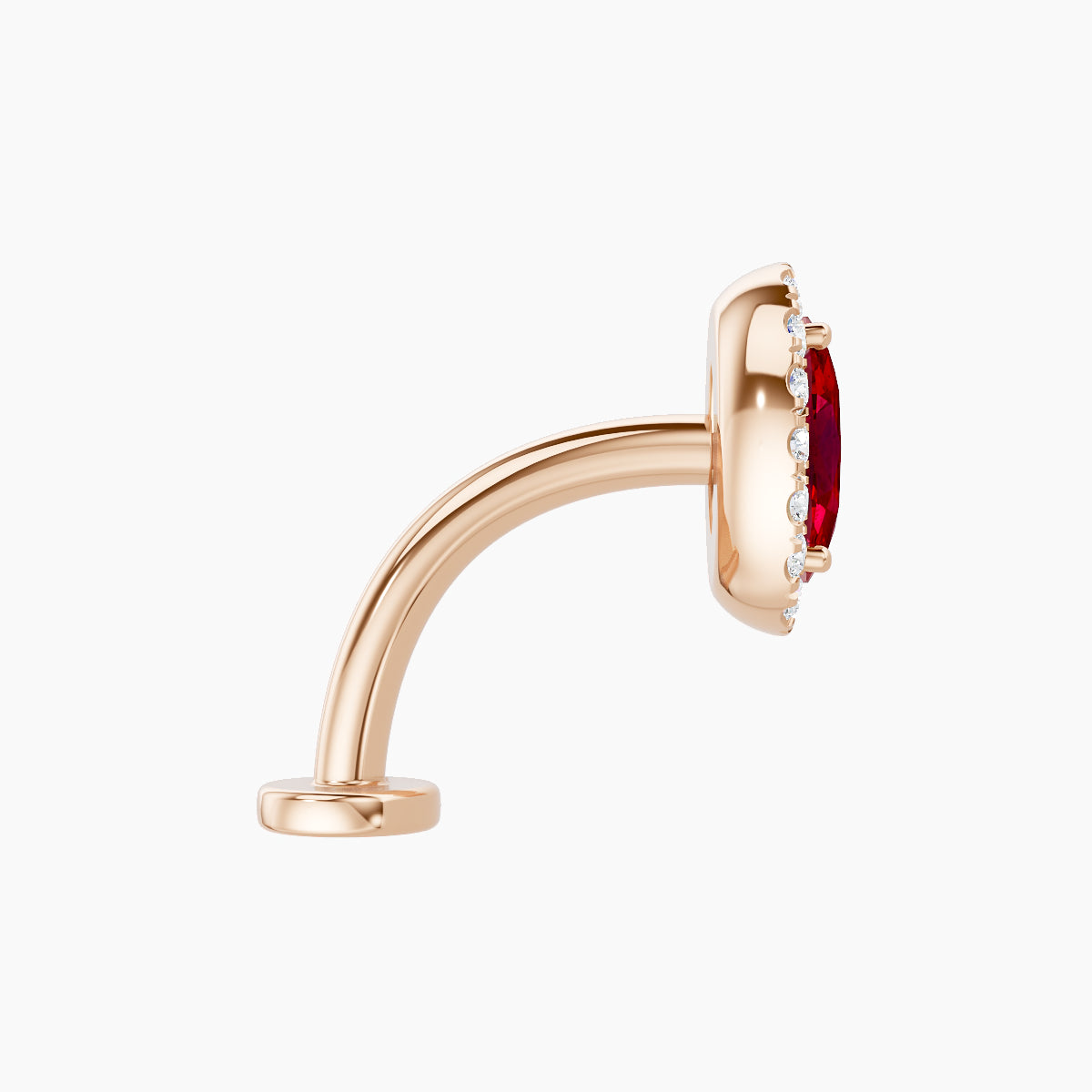 Eirene | 18k Rose Gold 10 mm 8.5 mm Halo Oval Ruby & Diamond Floating Navel Piercing