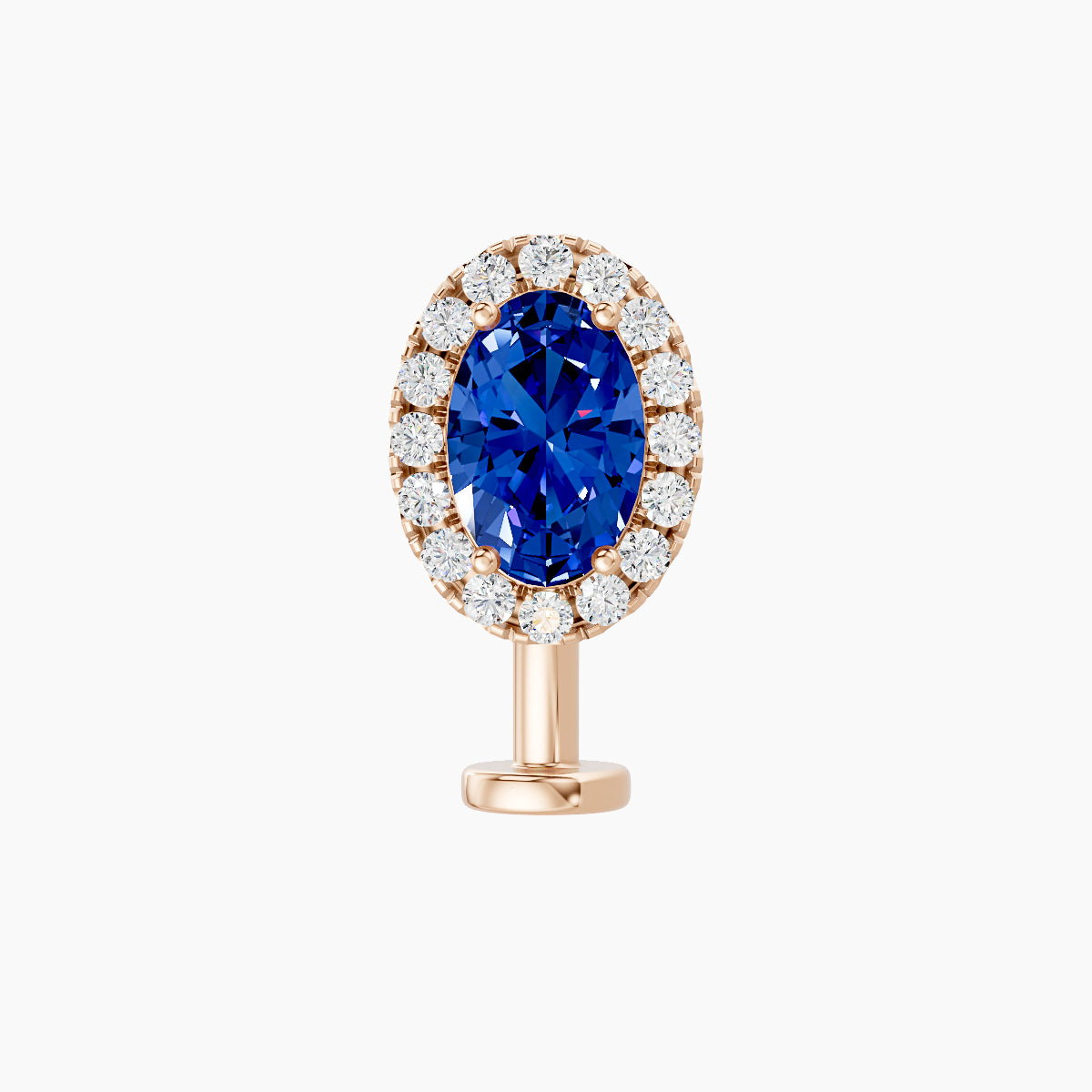 Eirene | 18k Rose Gold 10 mm 8.5 mm Halo Oval Sapphire & Diamond Floating Navel Piercing