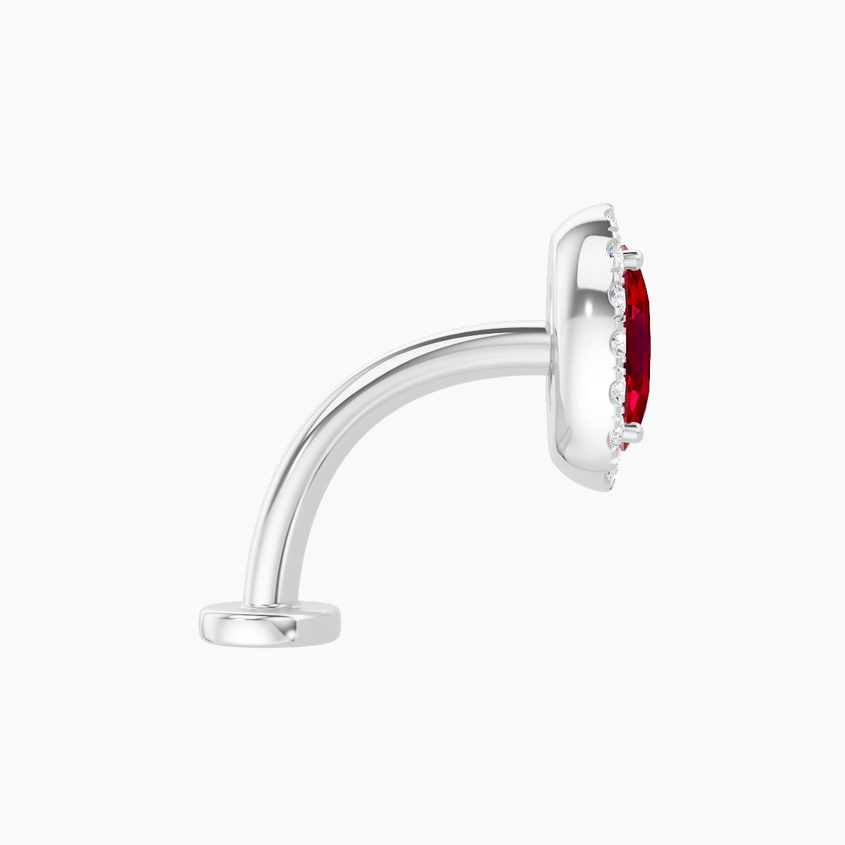 Eirene | 18k White Gold 10 mm 8.5 mm Halo Oval Ruby & Diamond Floating Navel Piercing