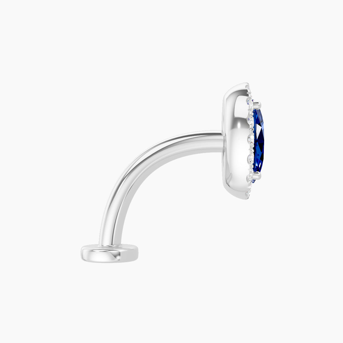 Eirene | 18k White Gold 10 mm 8.5 mm Halo Oval Sapphire & Diamond Floating Navel Piercing