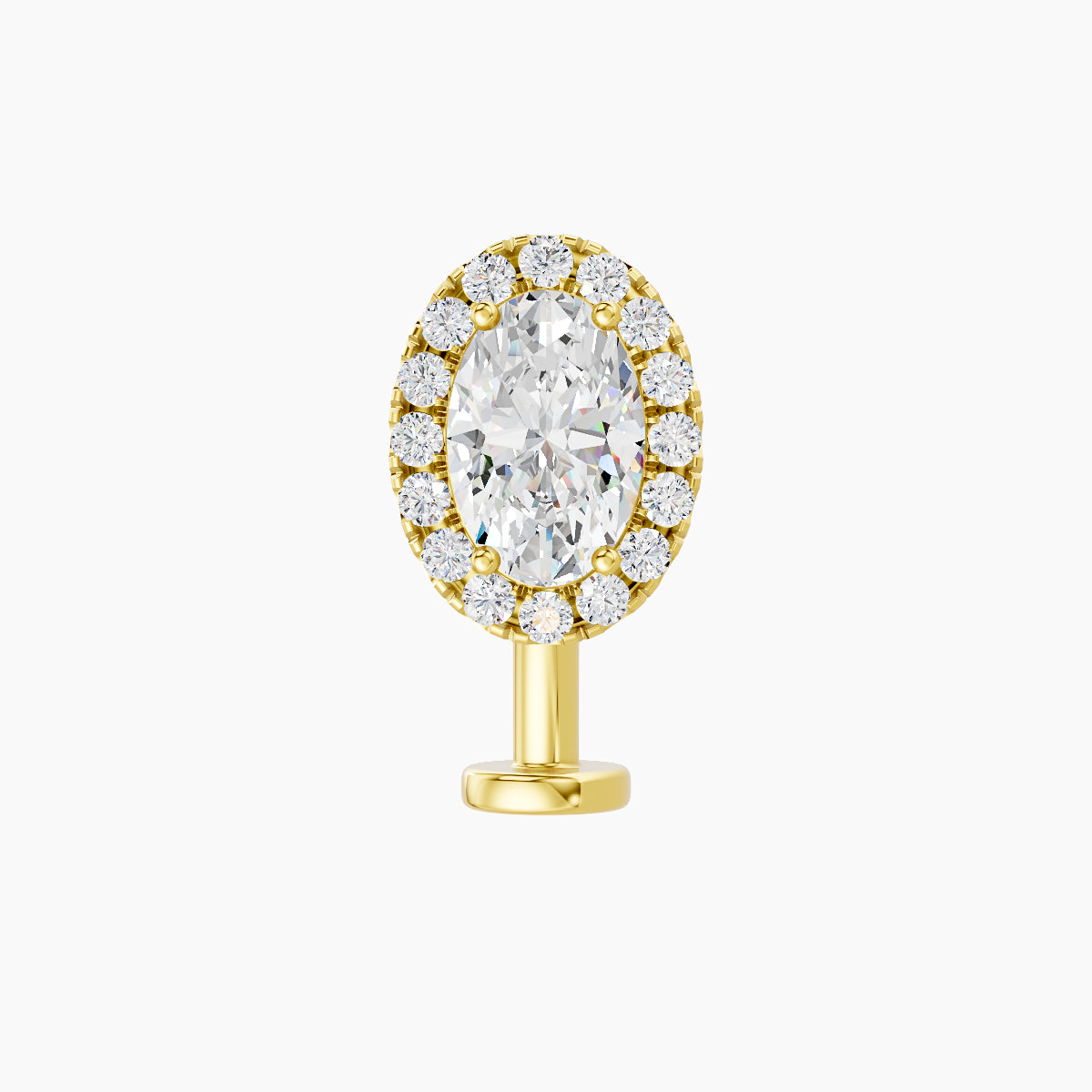 Eirene | 18k Yellow Gold 8.5 mm 10 mm Halo Oval Diamond Floating Navel Piercing