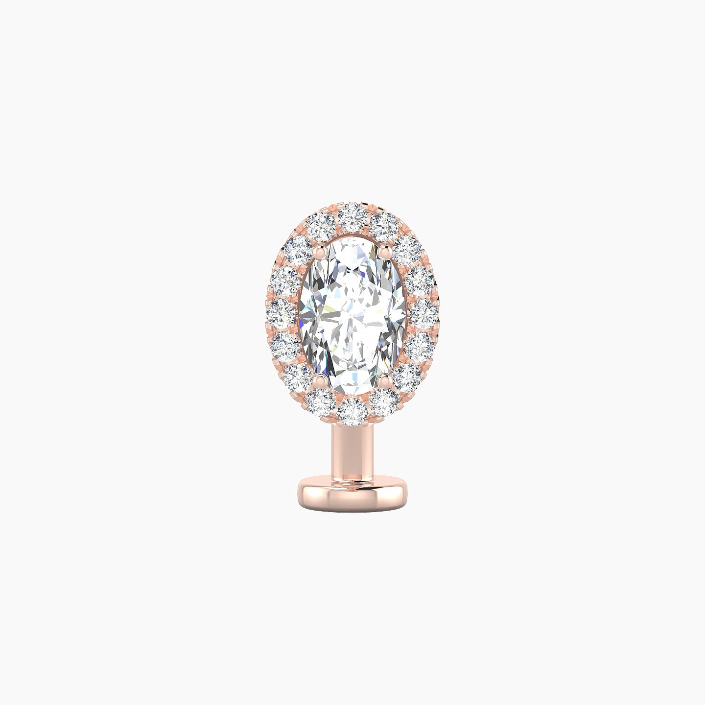 Eirene | 18k Rose Gold 8.5 mm 10 mm Halo Oval Diamond Floating Navel Piercing