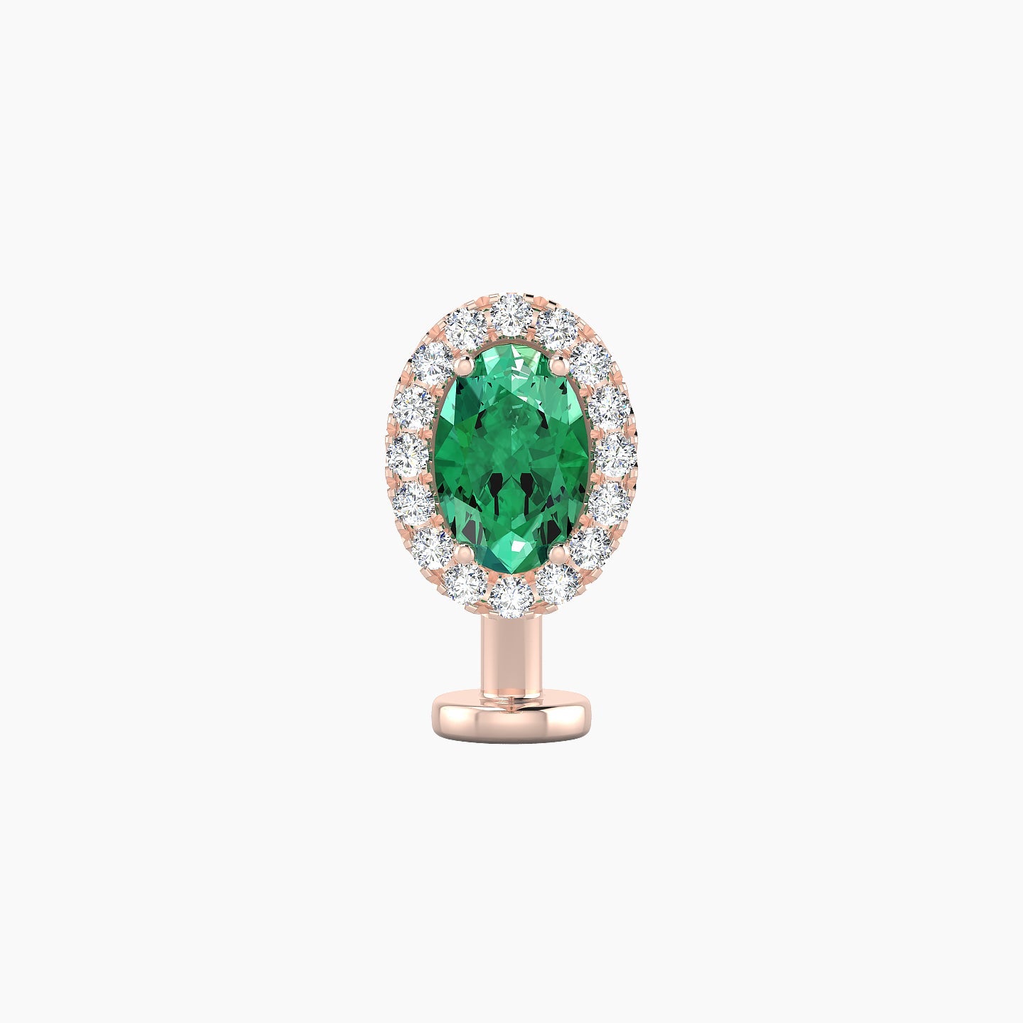 Eirene | 18k Rose Gold 10 mm 8.5 mm Halo Oval Emerald & Diamond Floating Navel Piercing