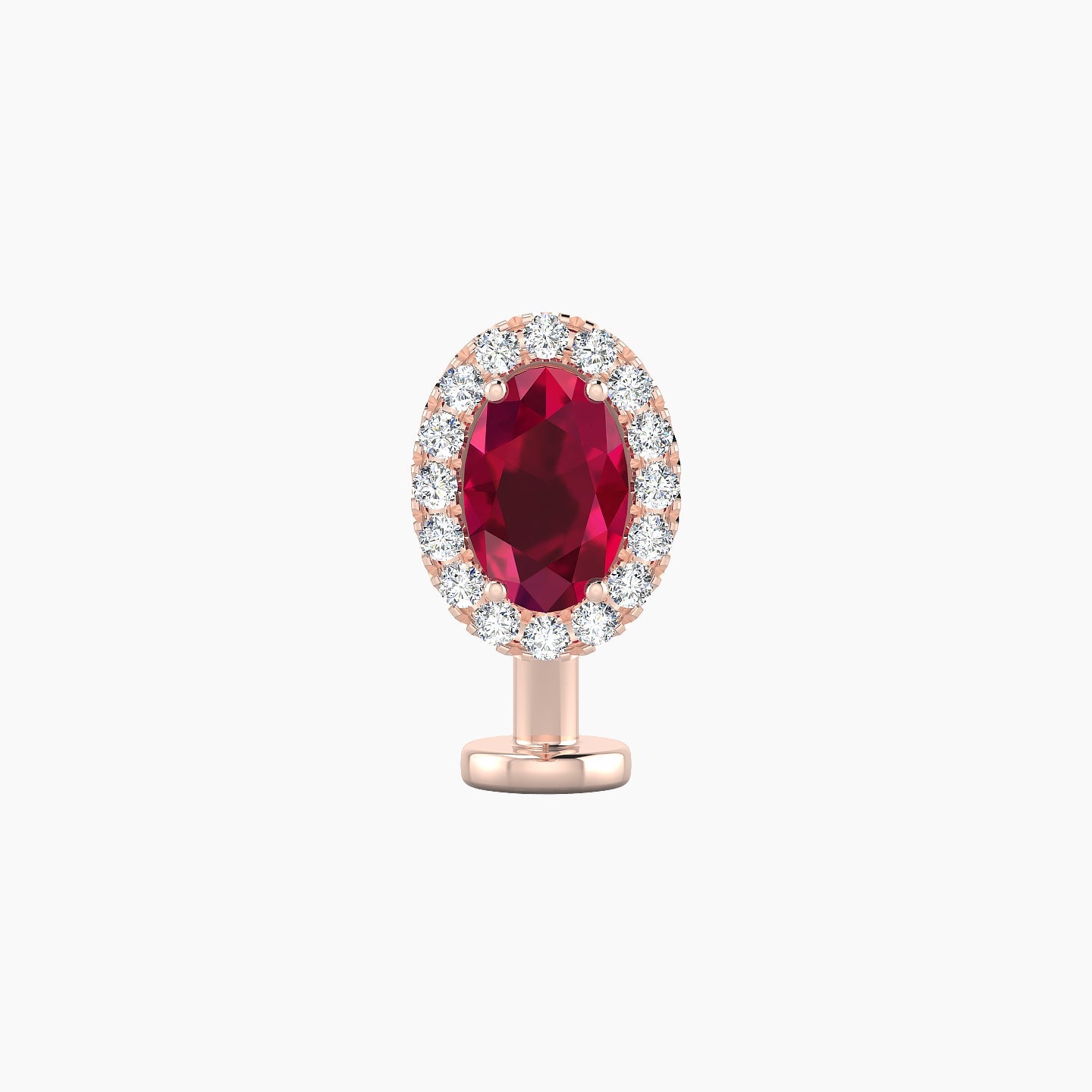 Eirene | 18k Rose Gold 10 mm 8.5 mm Halo Oval Ruby & Diamond Floating Navel Piercing