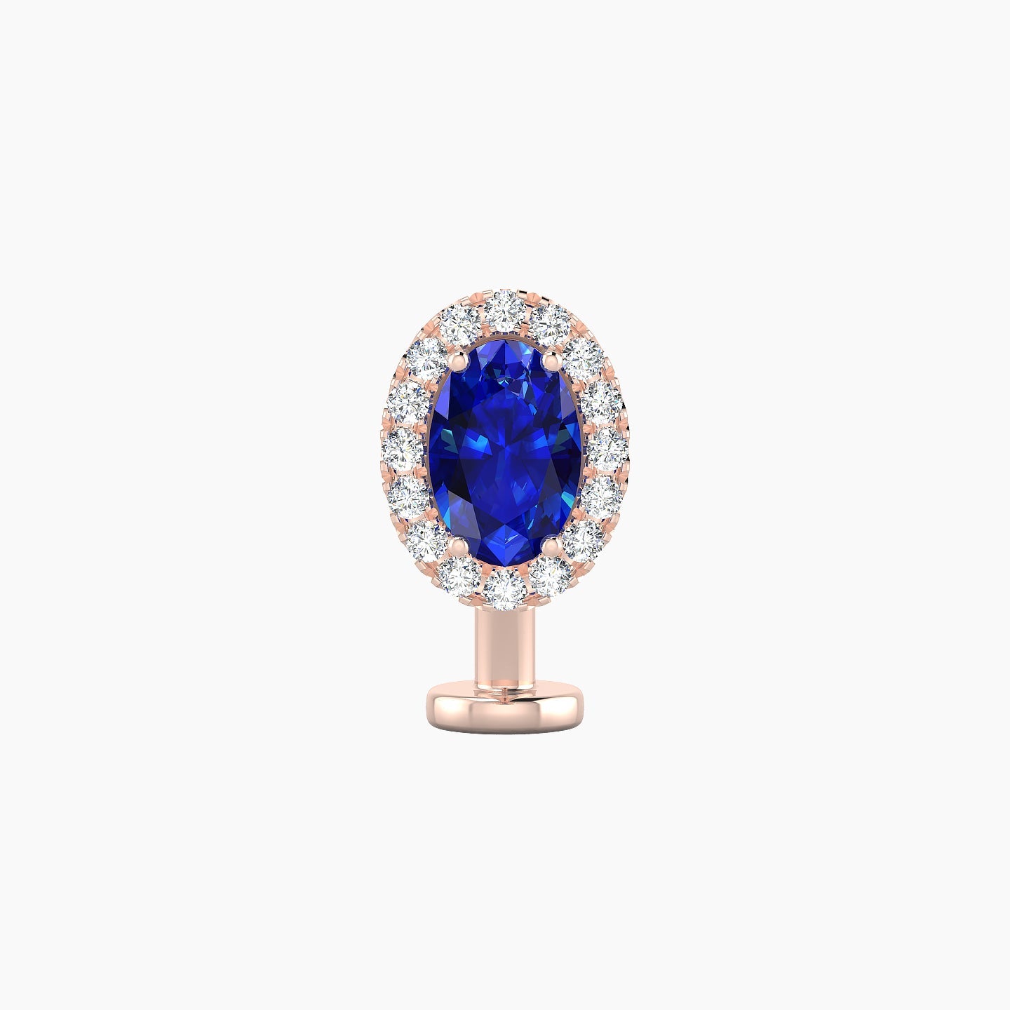 Eirene | 18k Rose Gold 10 mm 8.5 mm Halo Oval Sapphire & Diamond Floating Navel Piercing