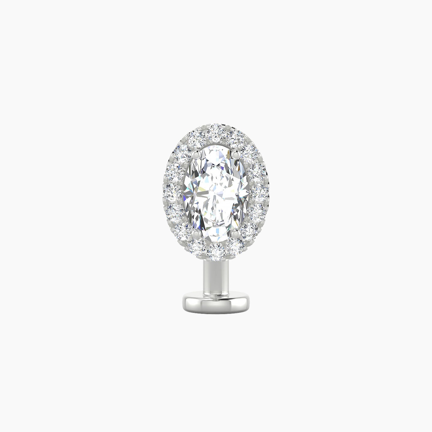 Eirene | 18k White Gold 8.5 mm 10 mm Halo Oval Diamond Floating Navel Piercing
