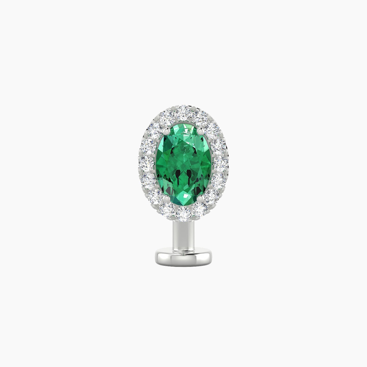Eirene | 18k White Gold 10 mm 8.5 mm Halo Oval Emerald & Diamond Floating Navel Piercing