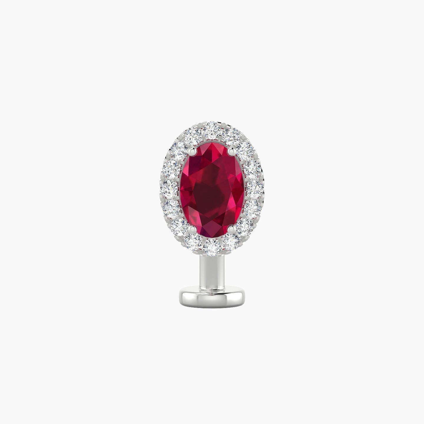 Eirene | 18k White Gold 10 mm 8.5 mm Halo Oval Ruby & Diamond Floating Navel Piercing
