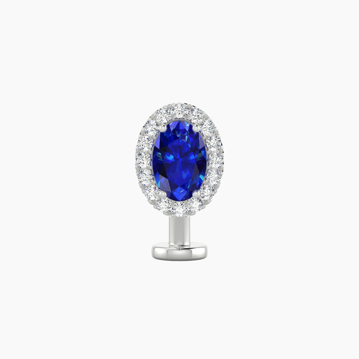Eirene | 18k White Gold 10 mm 8.5 mm Halo Oval Sapphire & Diamond Floating Navel Piercing