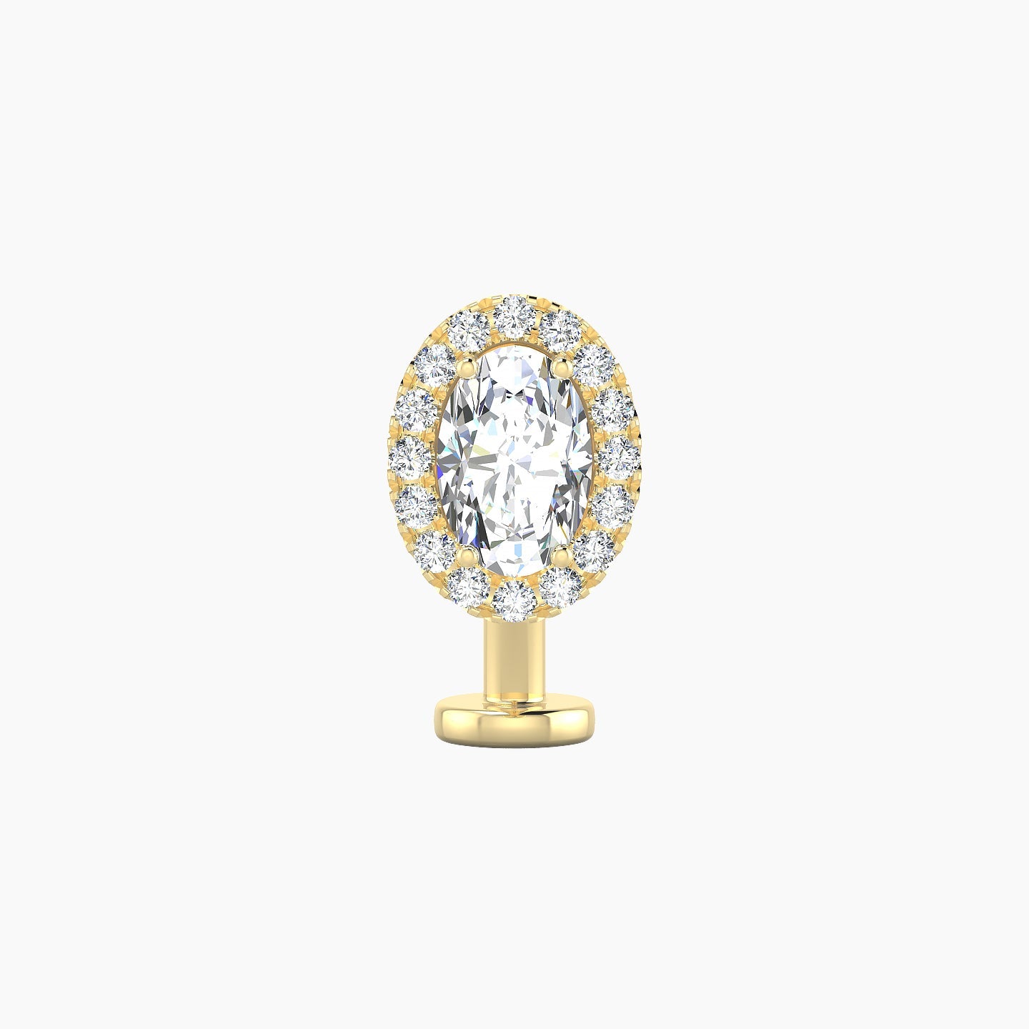Eirene | 18k Yellow Gold 8.5 mm 10 mm Halo Oval Diamond Floating Navel Piercing