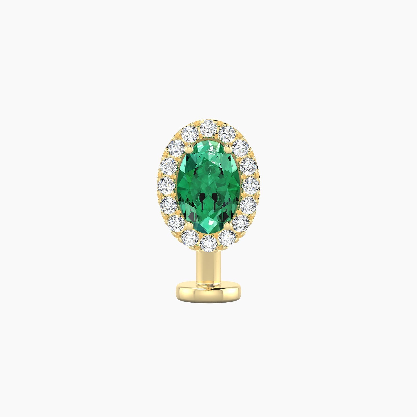 Eirene | 18k Yellow Gold 10 mm 8.5 mm Halo Oval Emerald & Diamond Floating Navel Piercing