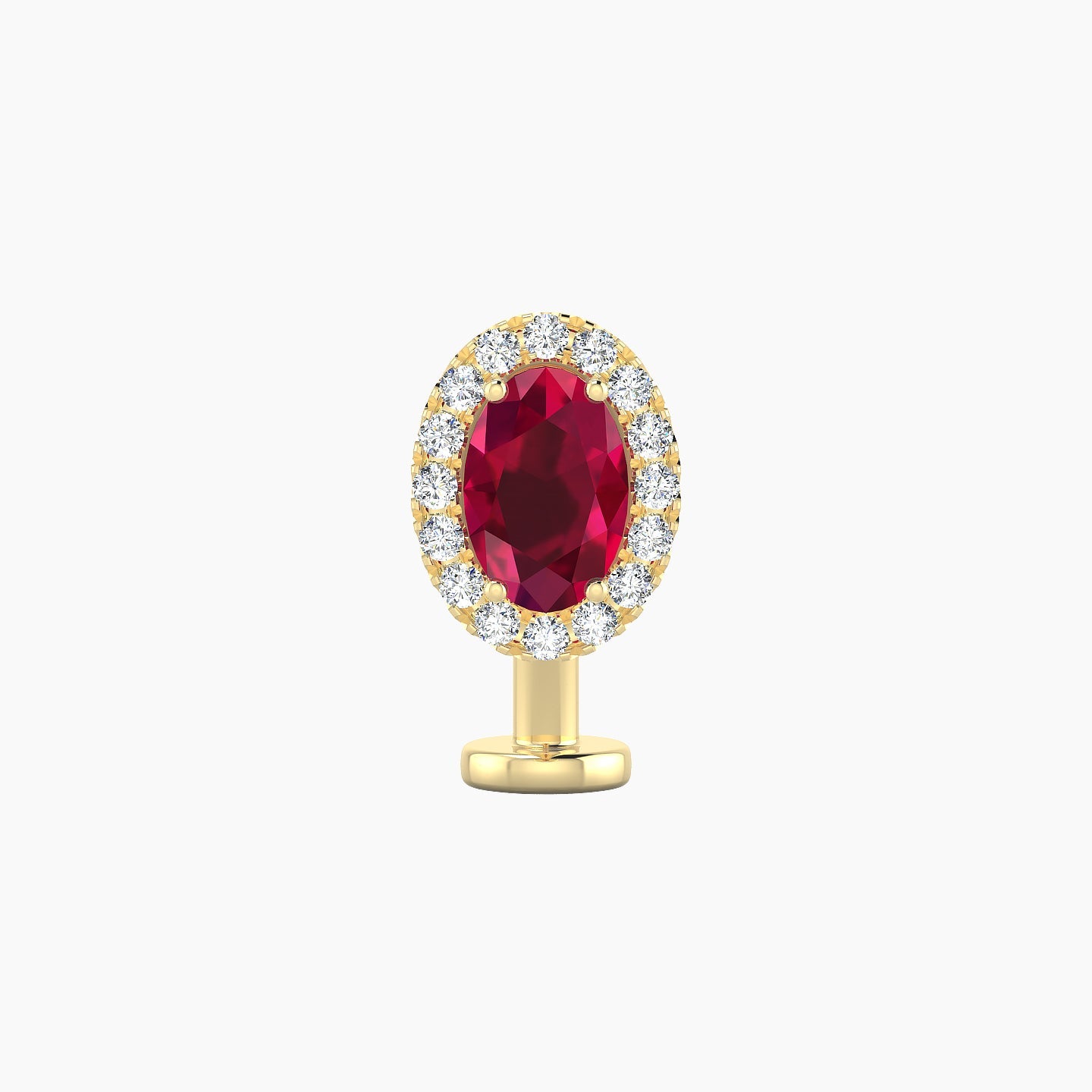 Eirene | 18k Yellow Gold 10 mm 8.5 mm Halo Oval Ruby & Diamond Floating Navel Piercing