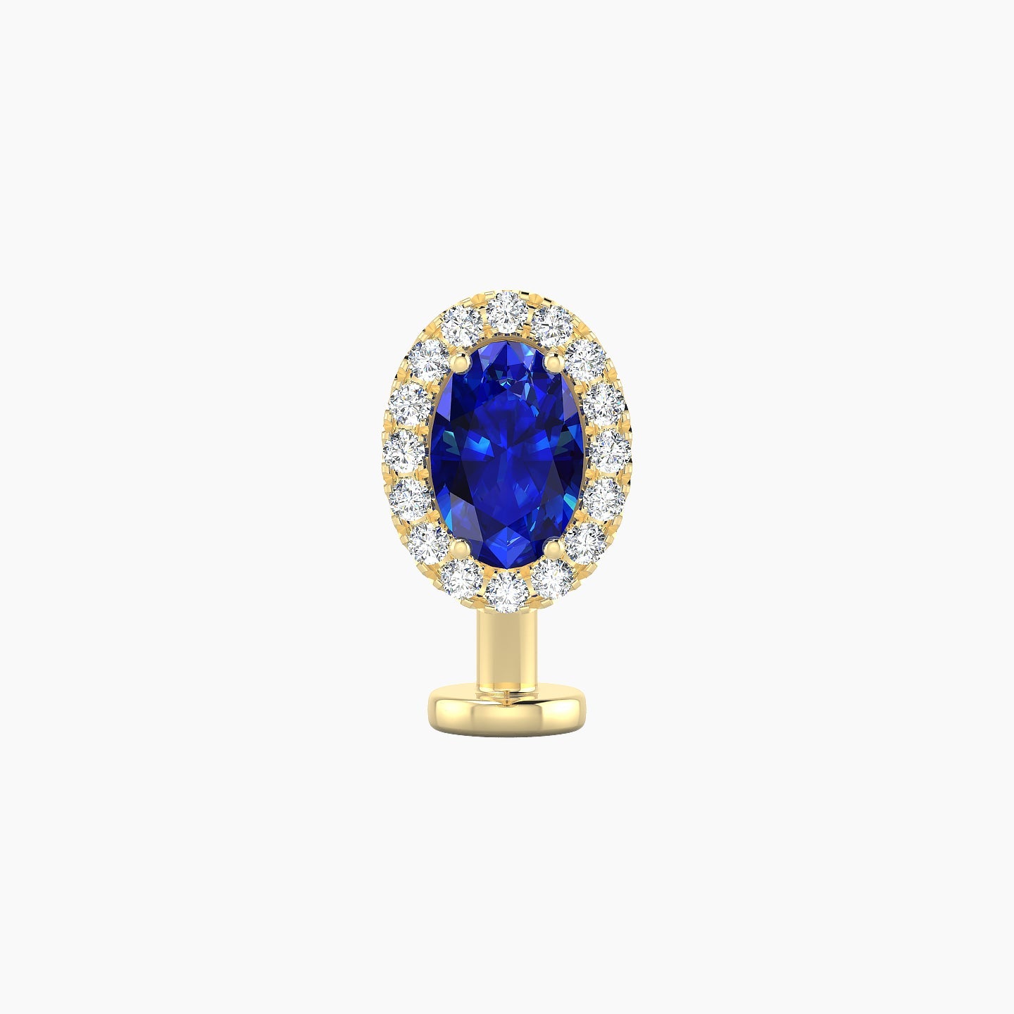 Eirene | 18k Yellow Gold 10 mm 8.5 mm Halo Oval Sapphire & Diamond Floating Navel Piercing