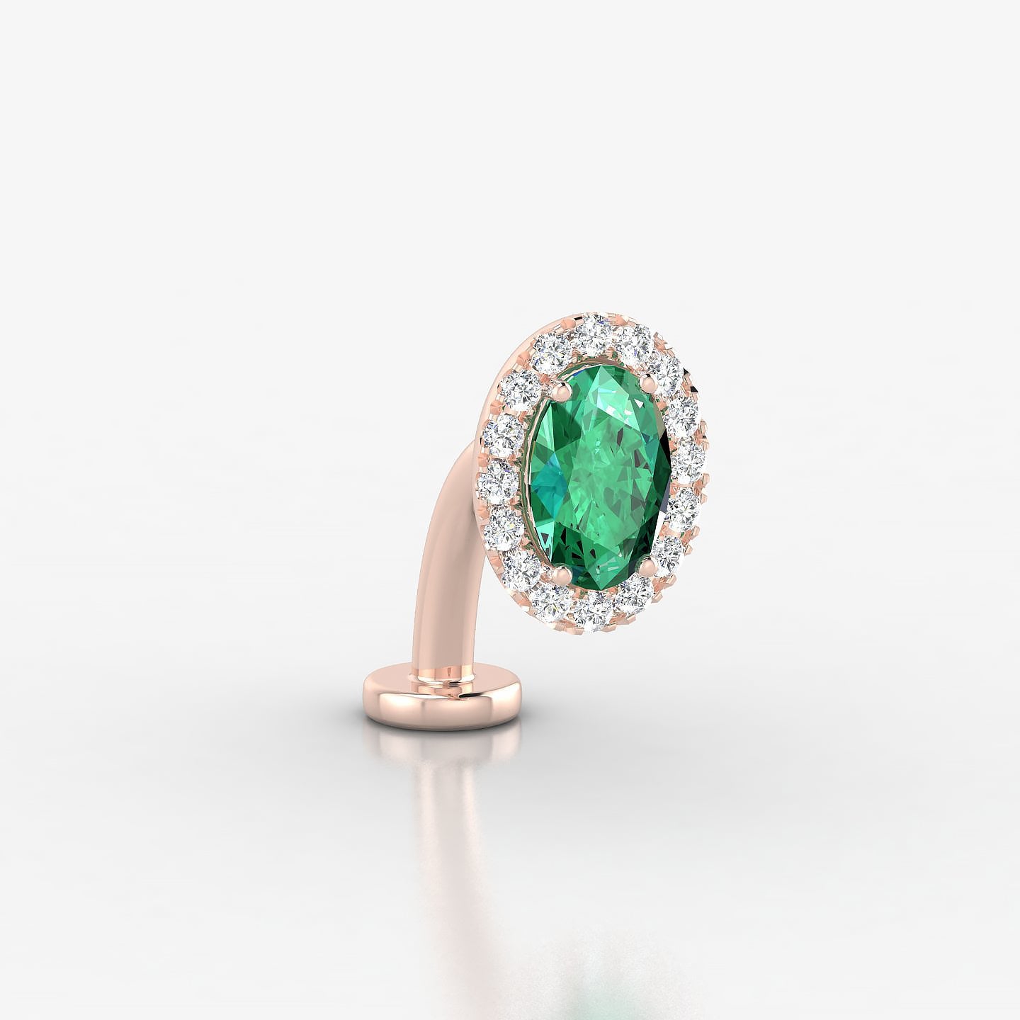 Eirene | 18k Rose Gold 10 mm 8.5 mm Halo Oval Emerald & Diamond Floating Navel Piercing
