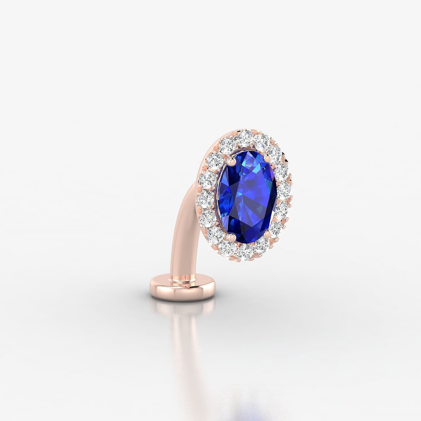 Eirene | 18k Rose Gold 10 mm 8.5 mm Halo Oval Sapphire & Diamond Floating Navel Piercing
