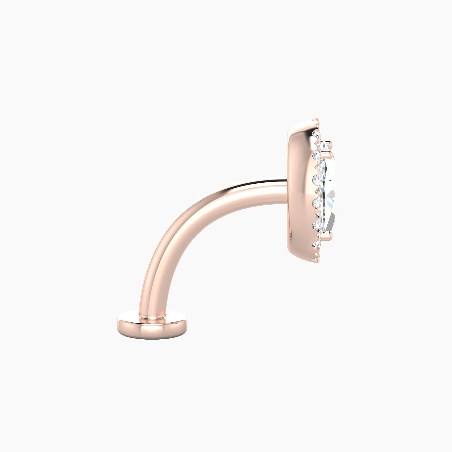 Eirene | 18k Rose Gold 8.5 mm 10 mm Halo Oval Diamond Floating Navel Piercing